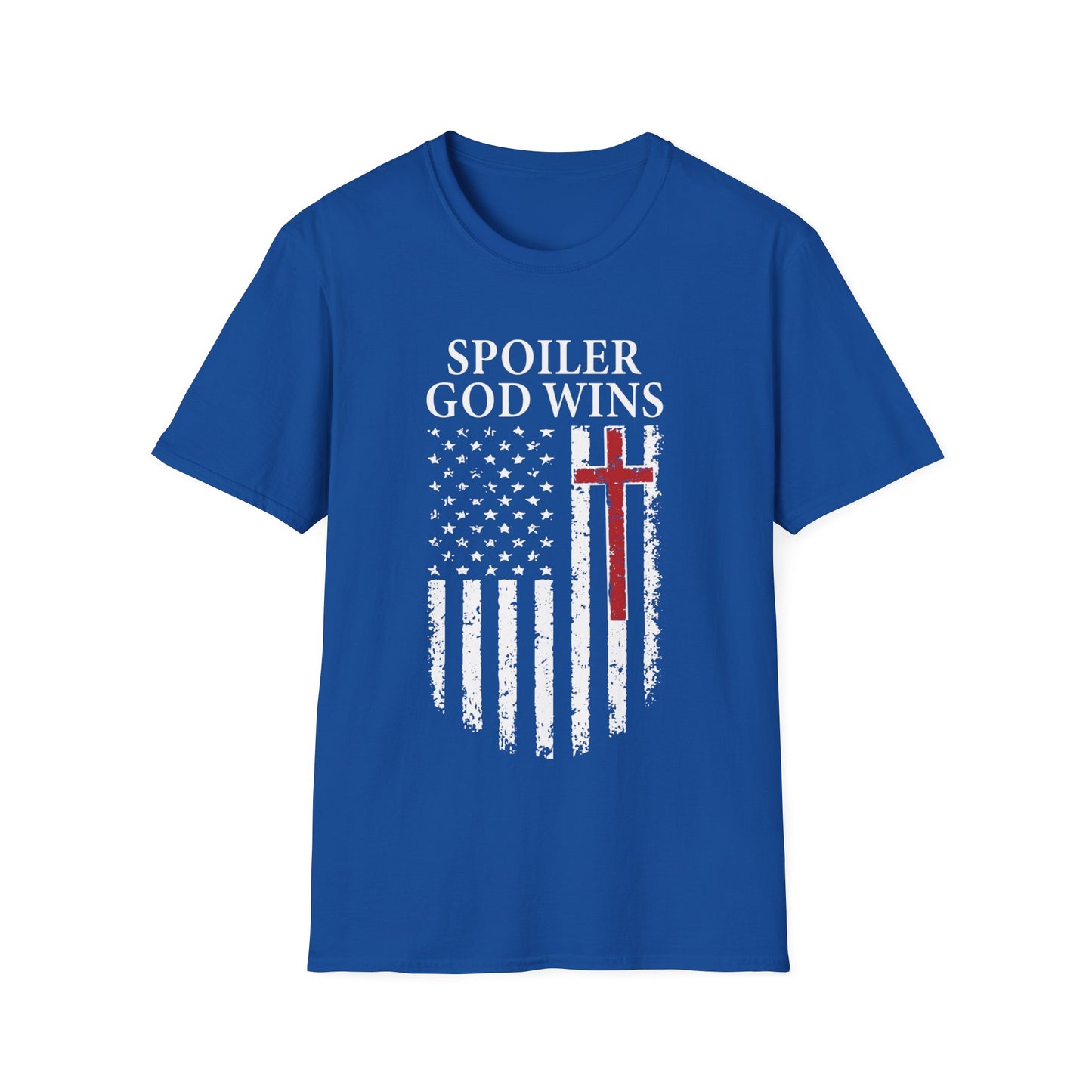 "Spoiler God Wins" Christian Unisex Softstyle T-Shirt