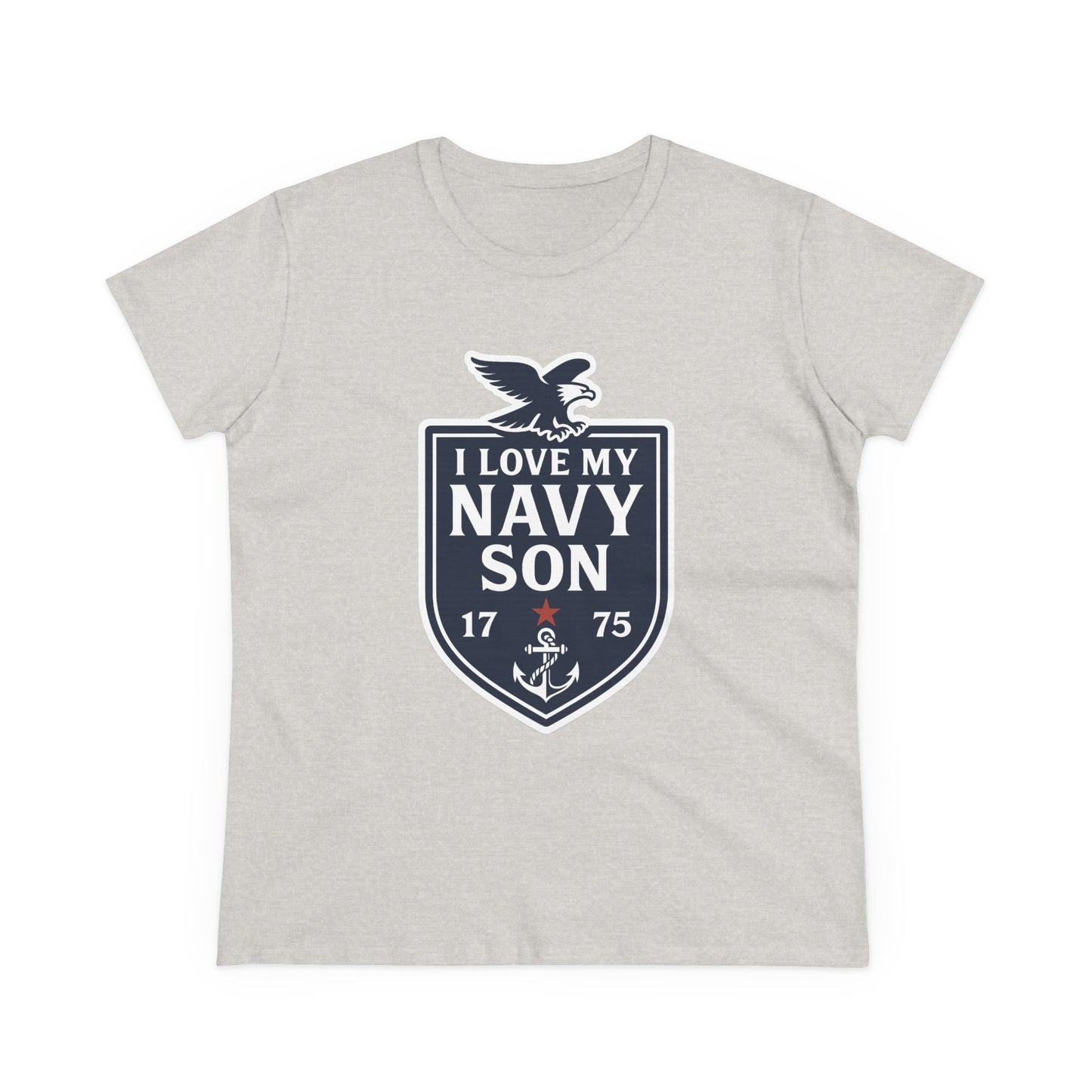 "I Love my Navy Son" Military Pride Patriotic Crest Women's Semi-Fitted Tshirt