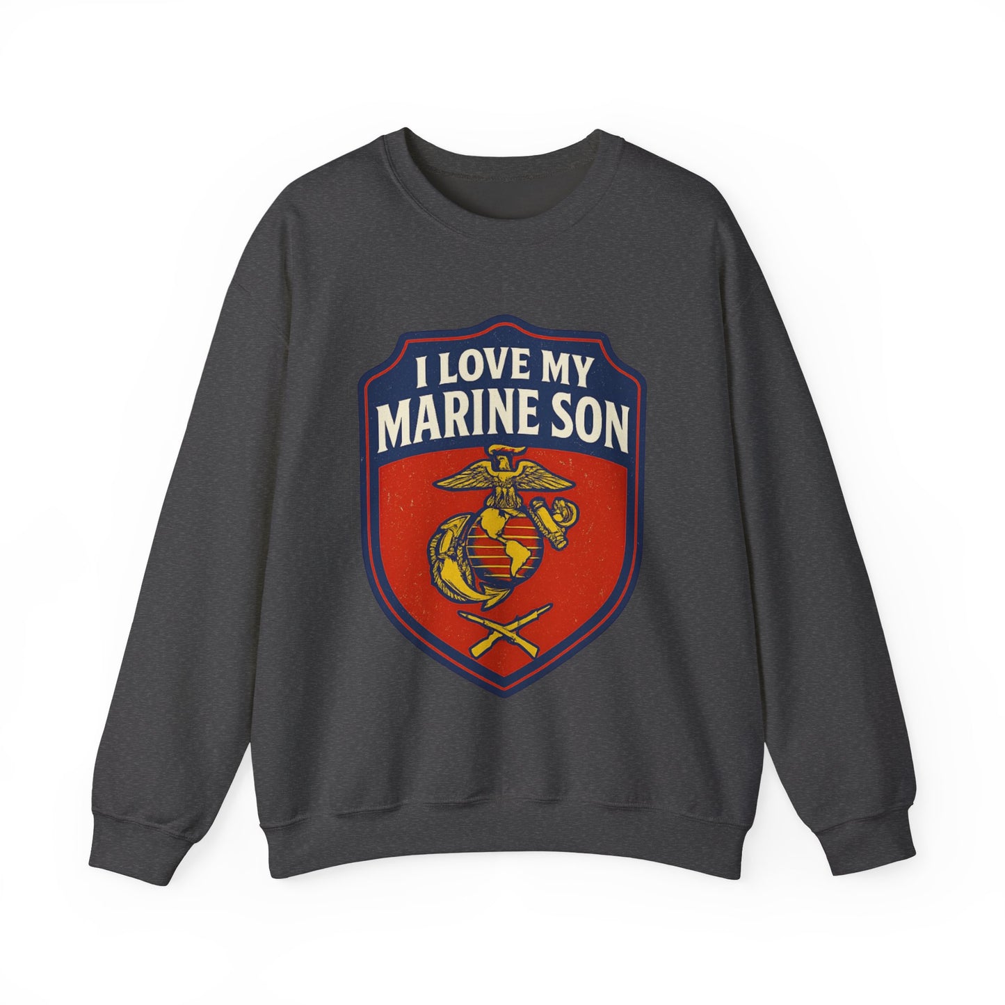 "I Love My Marine Son" Patriotic Crewneck Sweatshirt for Marine Military Parents