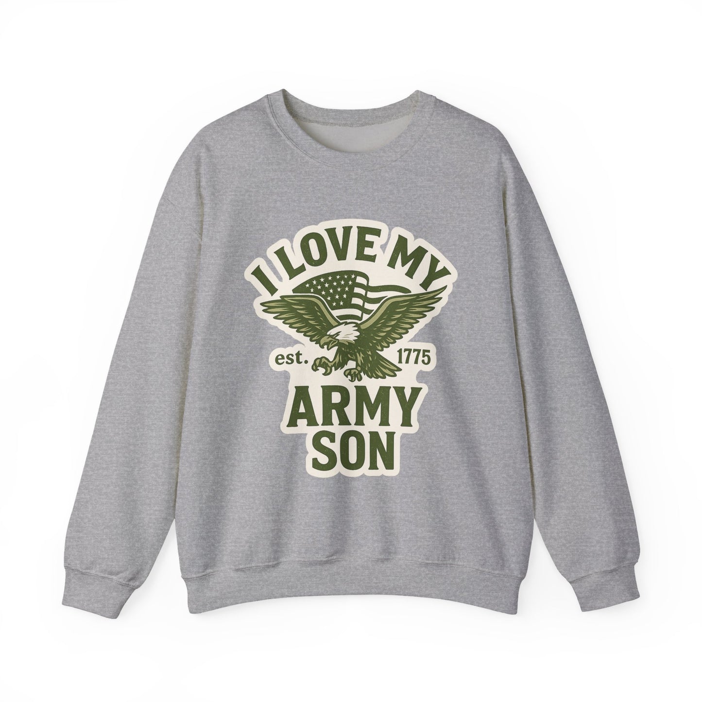 "I Love My Army Son" Patriotic Crewneck Sweatshirt for Army Military Parents