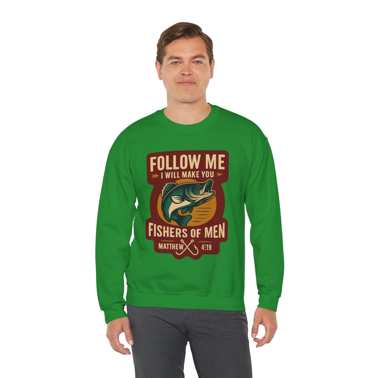"Follow Me" Fisherman Bible Verse Crewneck Sweatshirt