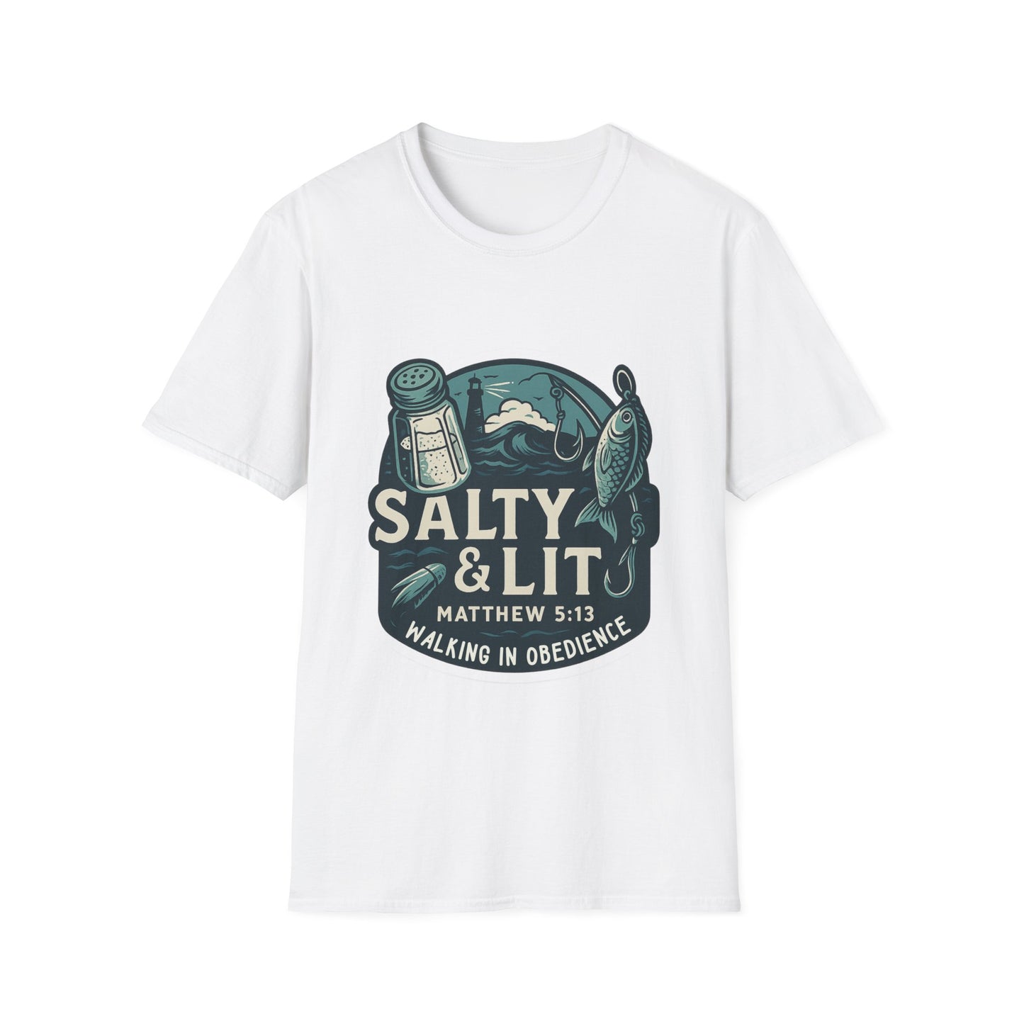 'Salty & Lit" Matthew 5:13 Bible Verse Christian Softstyle Tshirt