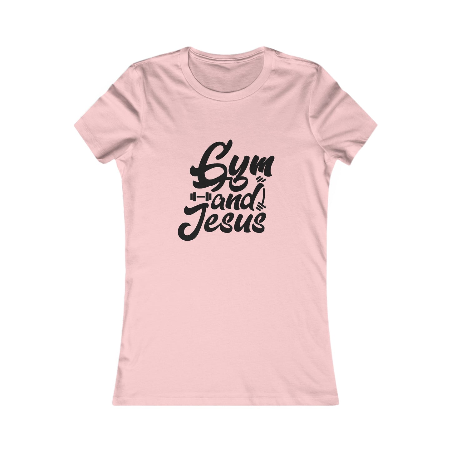 Gym and Jesus Women's Fitted Tshirt (Black Logo) - Sweet Baby Jeez Teez