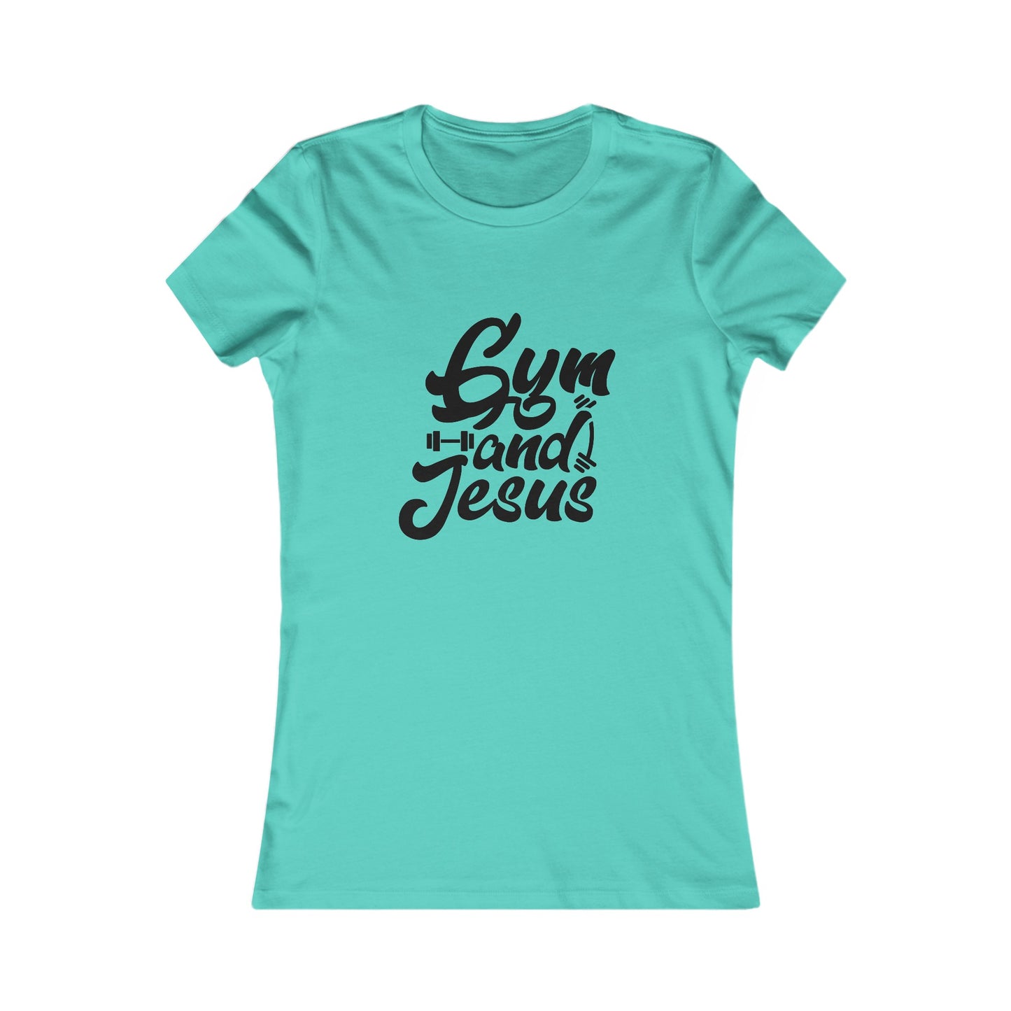 Gym and Jesus Women's Fitted Tshirt (Black Logo) - Sweet Baby Jeez Teez
