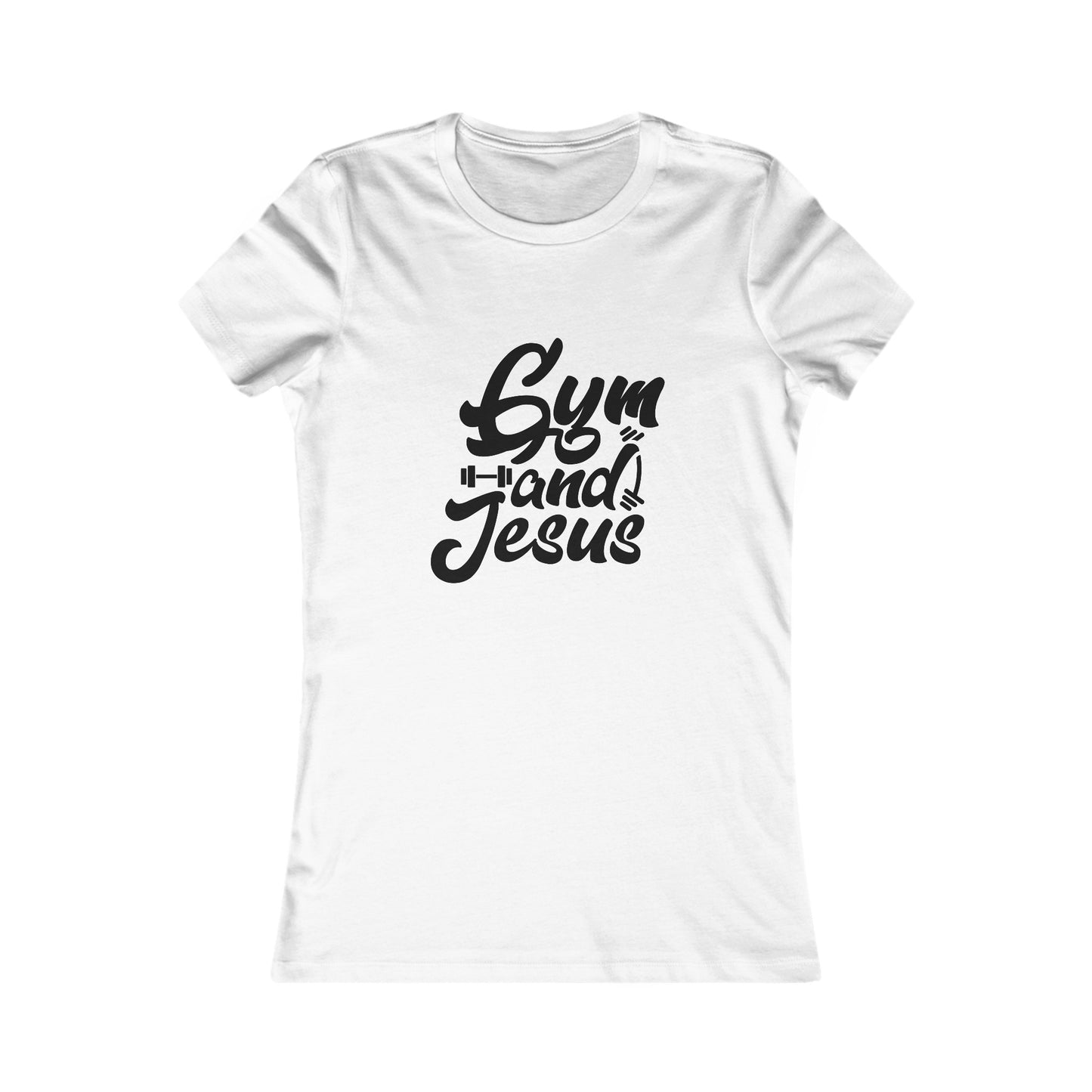 Gym and Jesus Women's Fitted Tshirt (Black Logo) - Sweet Baby Jeez Teez