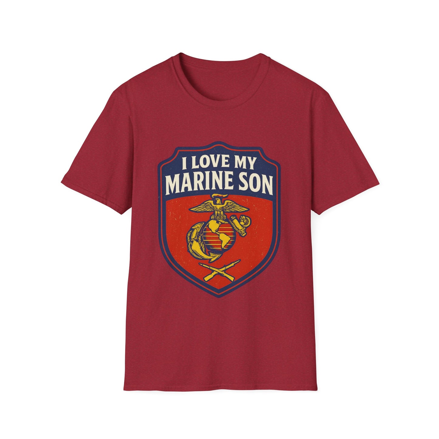 "I Love My Marine Son" Military Patriotic Softstyle Tshirt for Marine Parents