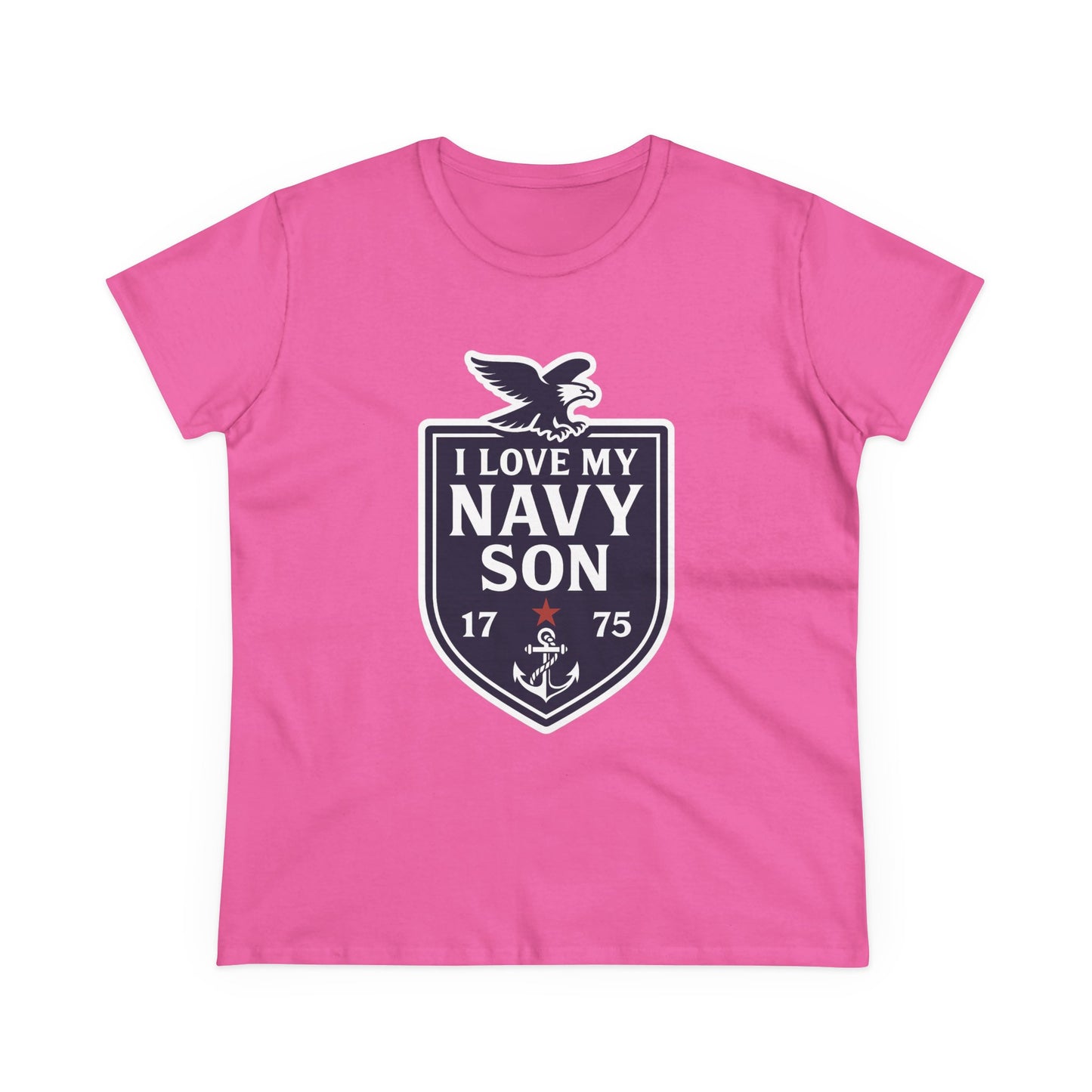 "I Love my Navy Son" Military Pride Patriotic Crest Women's Semi-Fitted Tshirt