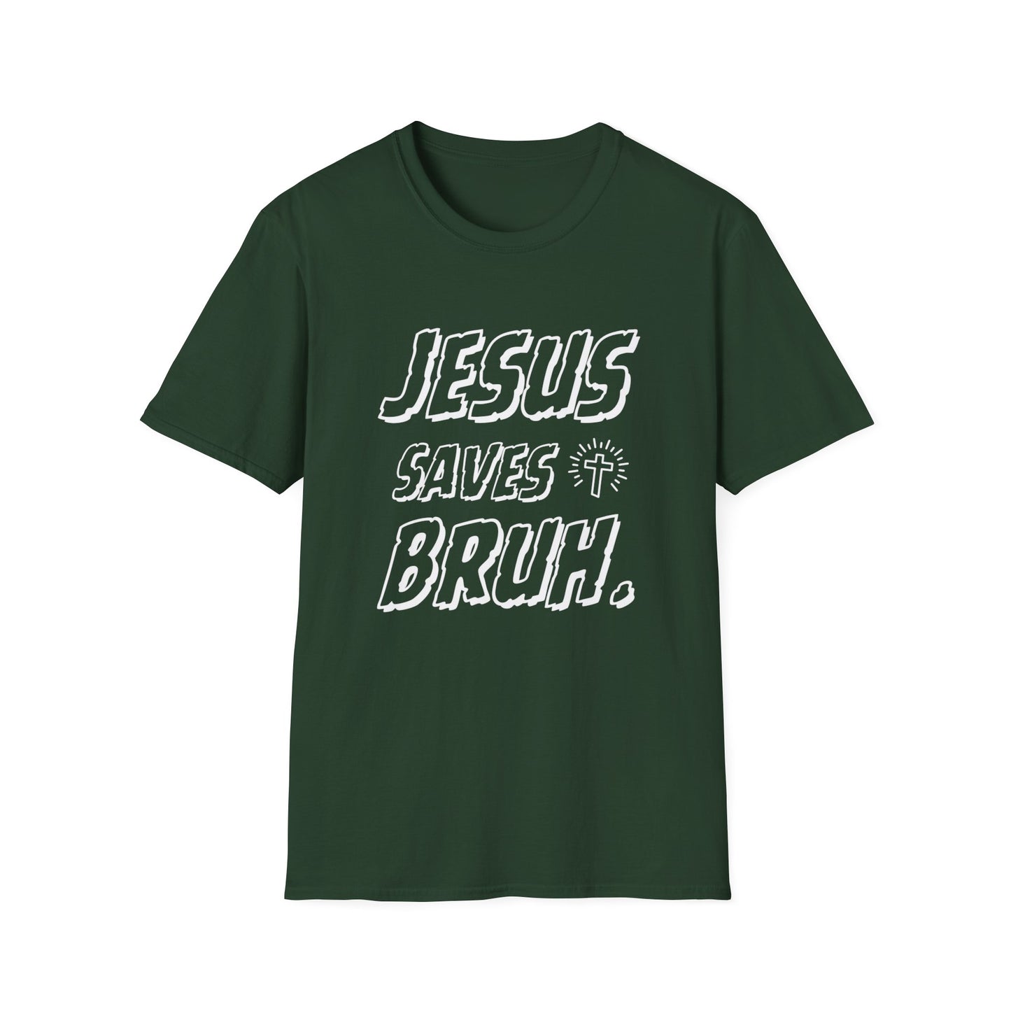 Jesus Saves Bruh Men's Tshirt (White Logo) - Sweet Baby Jeez Teez