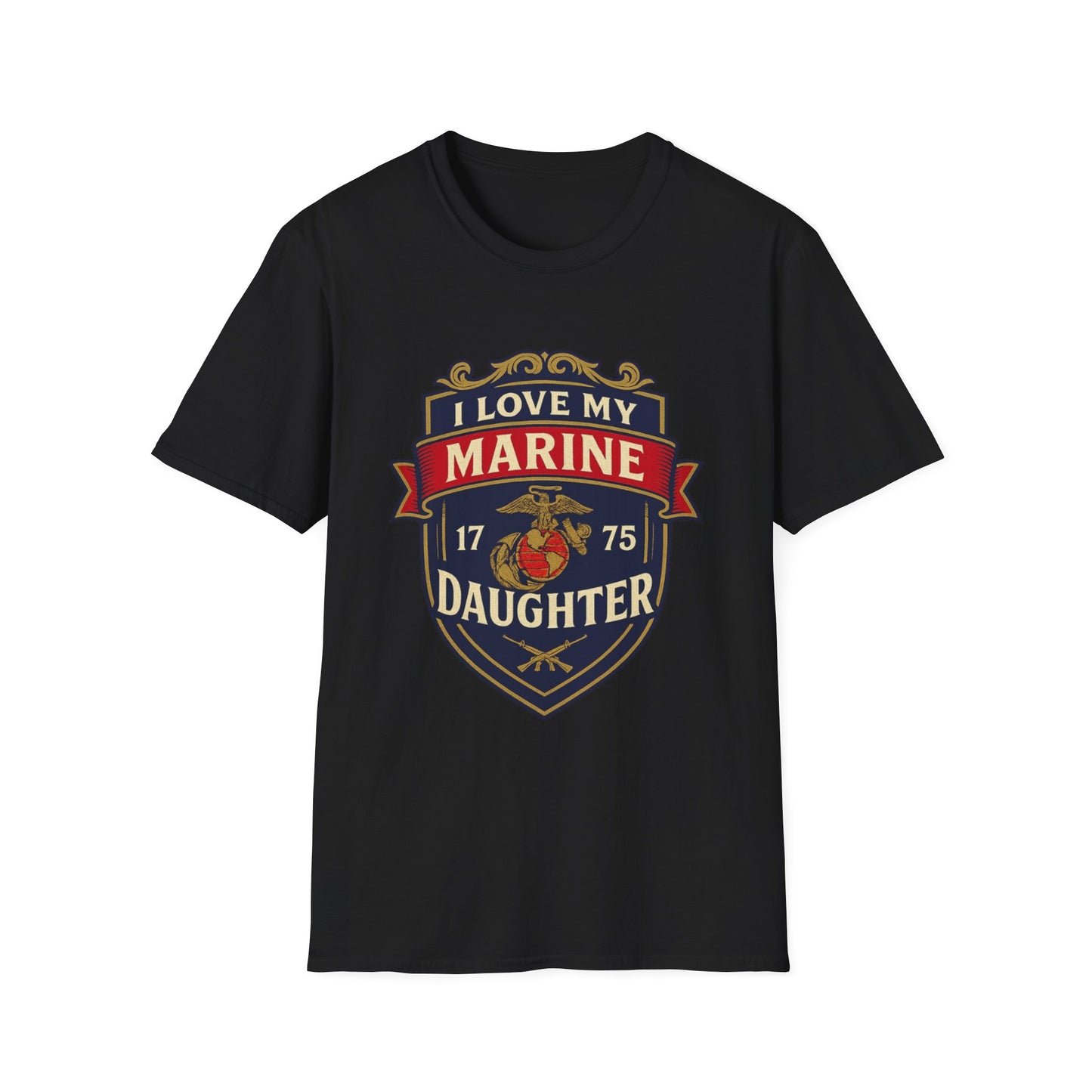 "I Love My Marine Daughter" Military Patriotic Softstyle Tshirt for Marine Parents