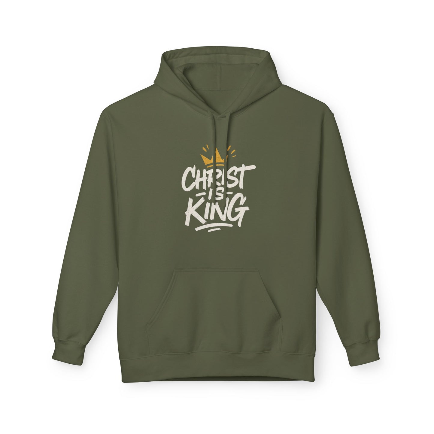 Christ is King Fleece Hoodie Faith-Based Sweatshirt (Gold Crown Logo)