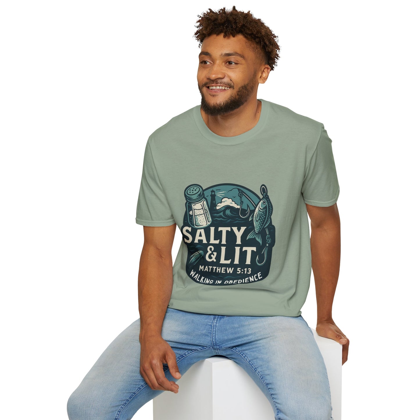 'Salty & Lit" Matthew 5:13 Bible Verse Christian Softstyle Tshirt