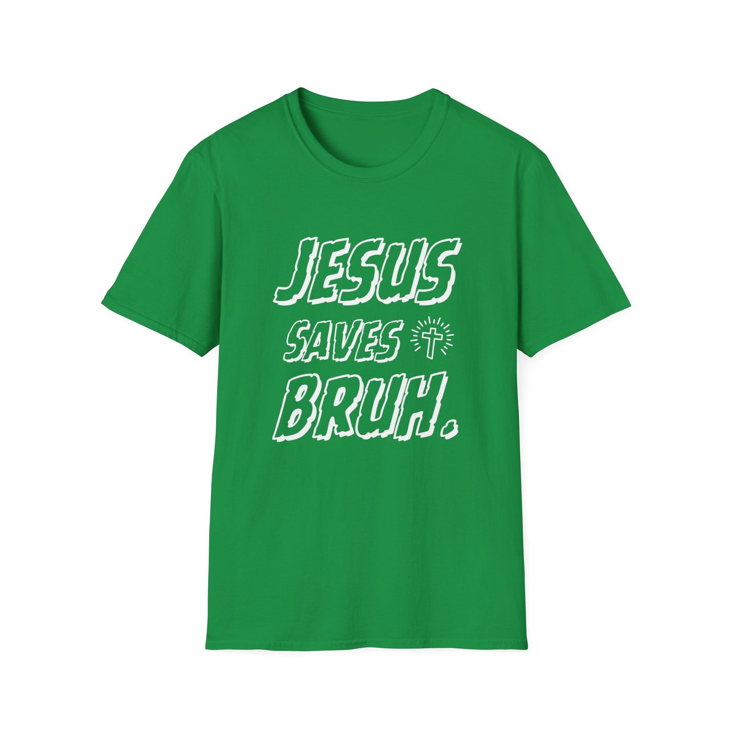 Jesus Saves Bruh Men's Tshirt (White Logo) - Sweet Baby Jeez Teez
