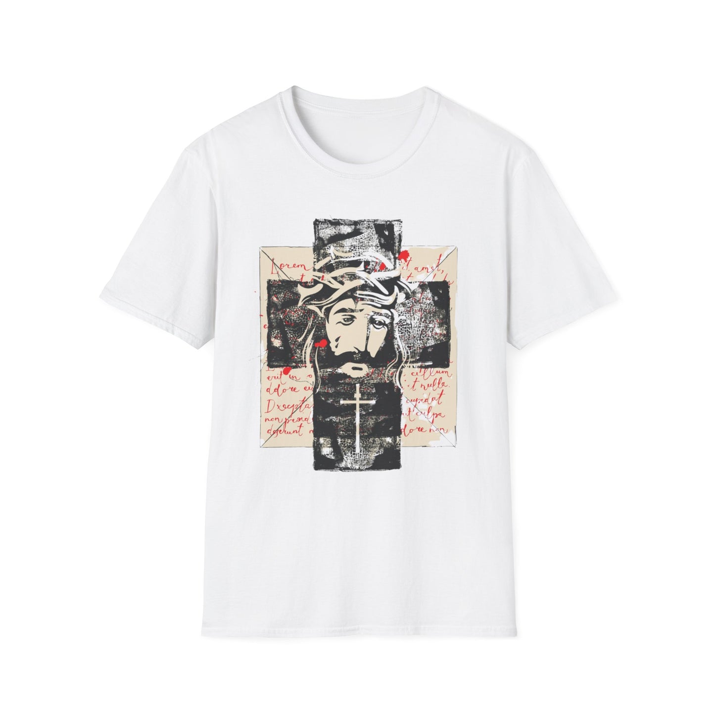 Christ on Cross with Latin Logo Men's Tshirt - Sweet Baby Jeez Teez