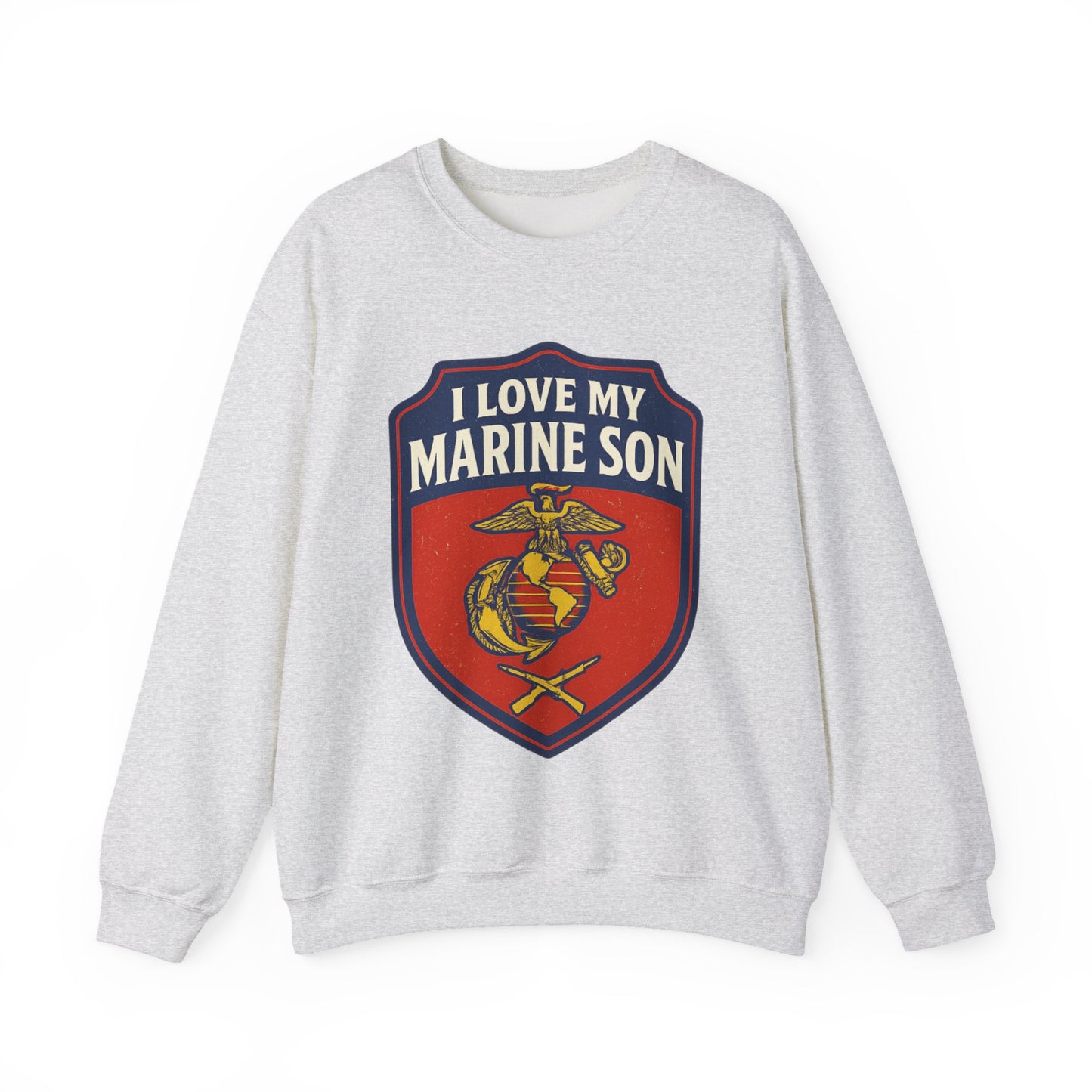 "I Love My Marine Son" Patriotic Crewneck Sweatshirt for Marine Military Parents