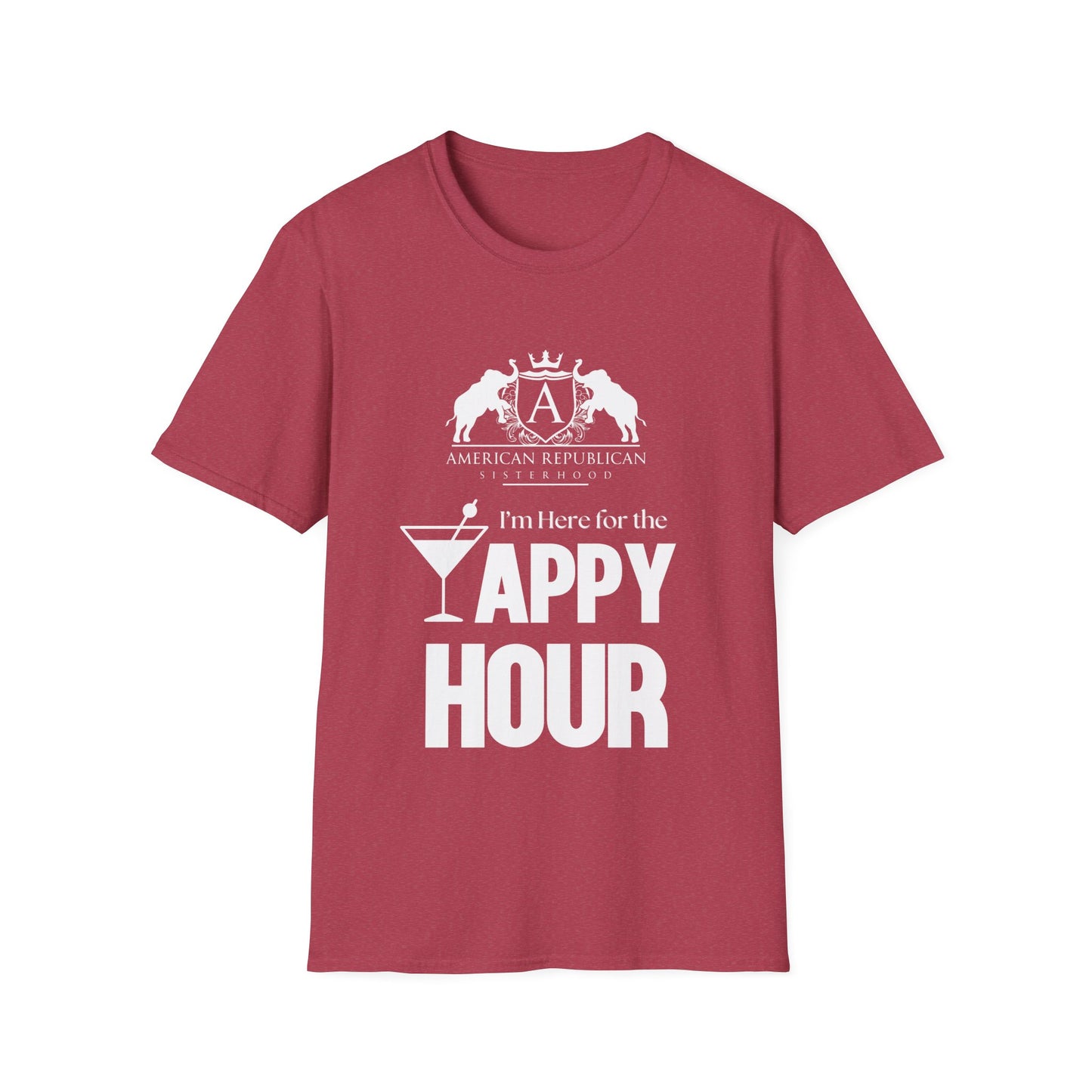 Here for the Yappy Hour Women's Unisex/Relaxed Tshirt (ARS-White Logo) - Sweet Baby Jeez Teez