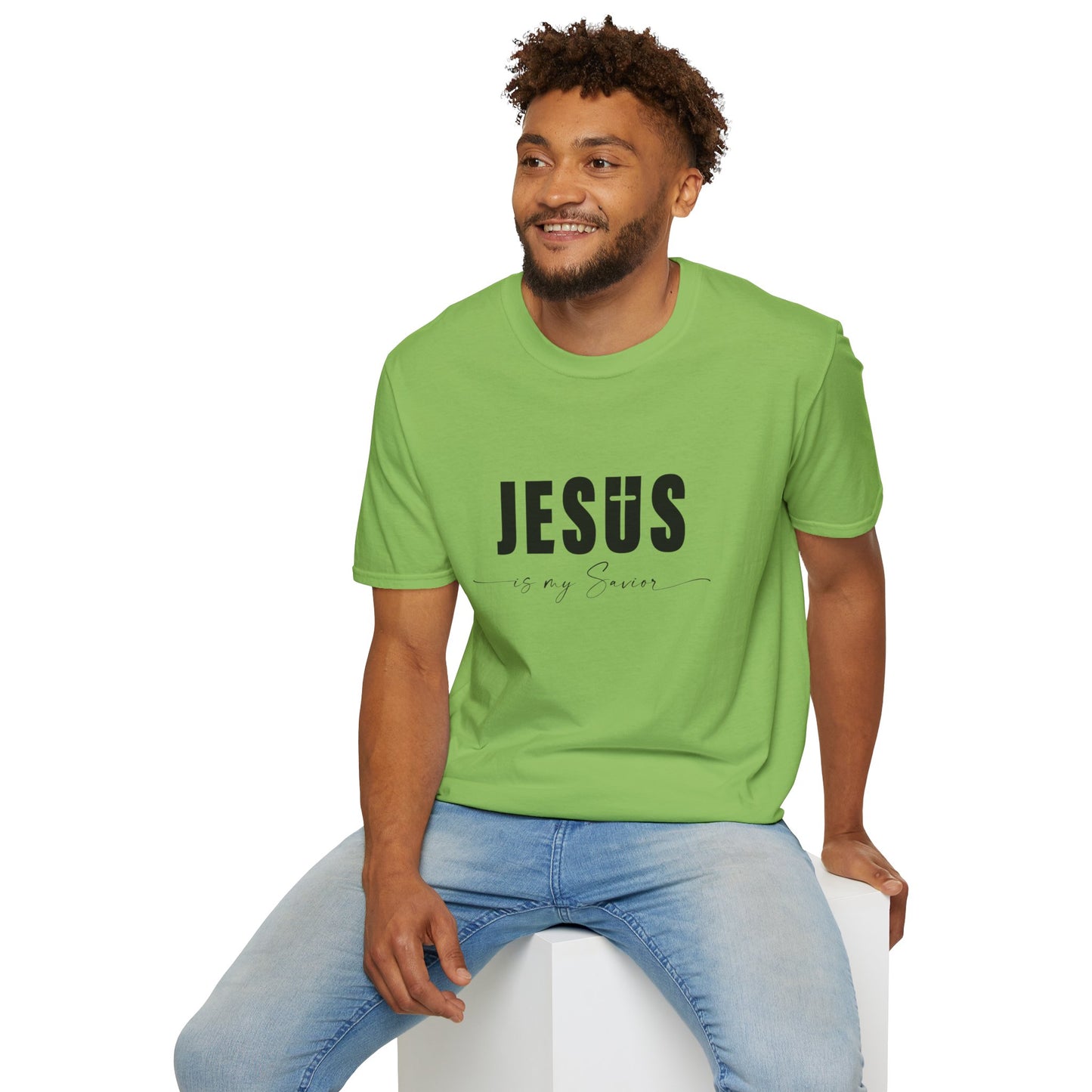"Jesus is My Savior" Christian Faith Soft T-Shirt (Black Logo)