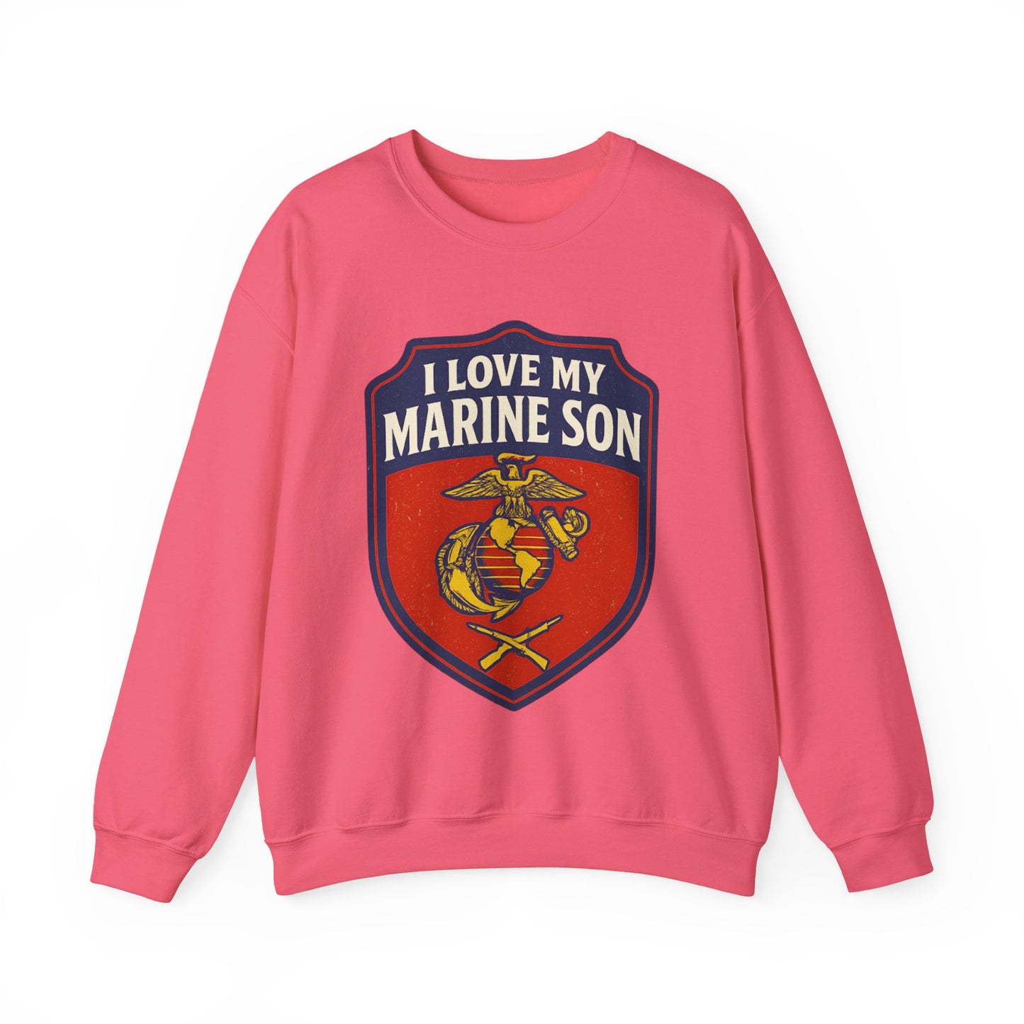 "I Love My Marine Son" Patriotic Crewneck Sweatshirt for Marine Military Parents