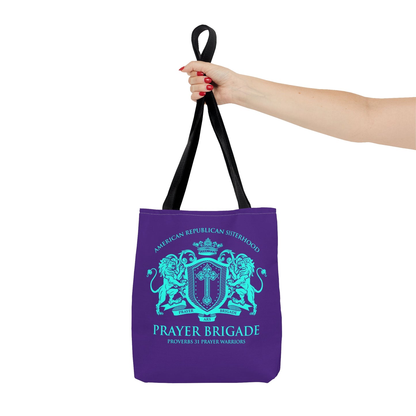 ARS Prayer Brigade Tote Bag (Purple with Aqua Logo)