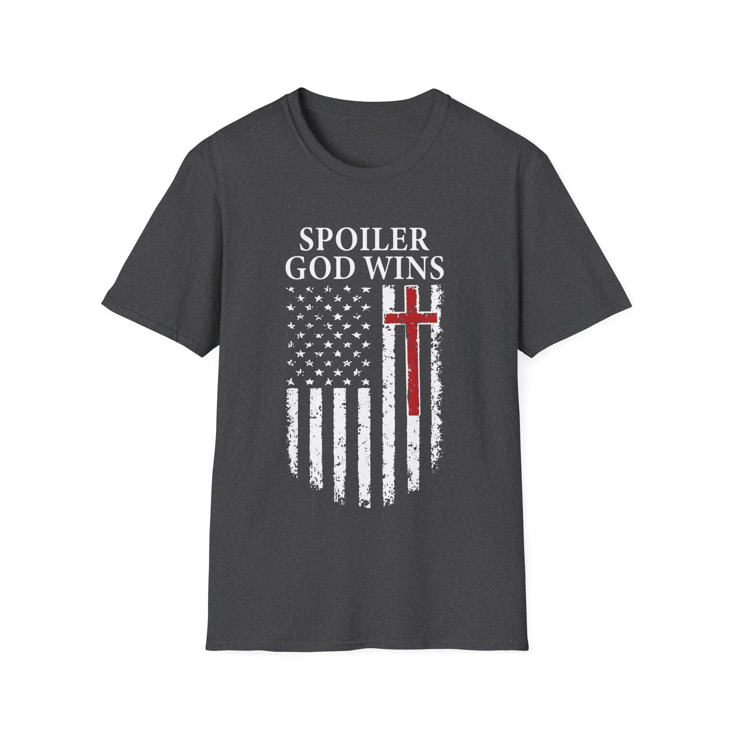 "Spoiler God Wins" Christian Unisex Softstyle T-Shirt