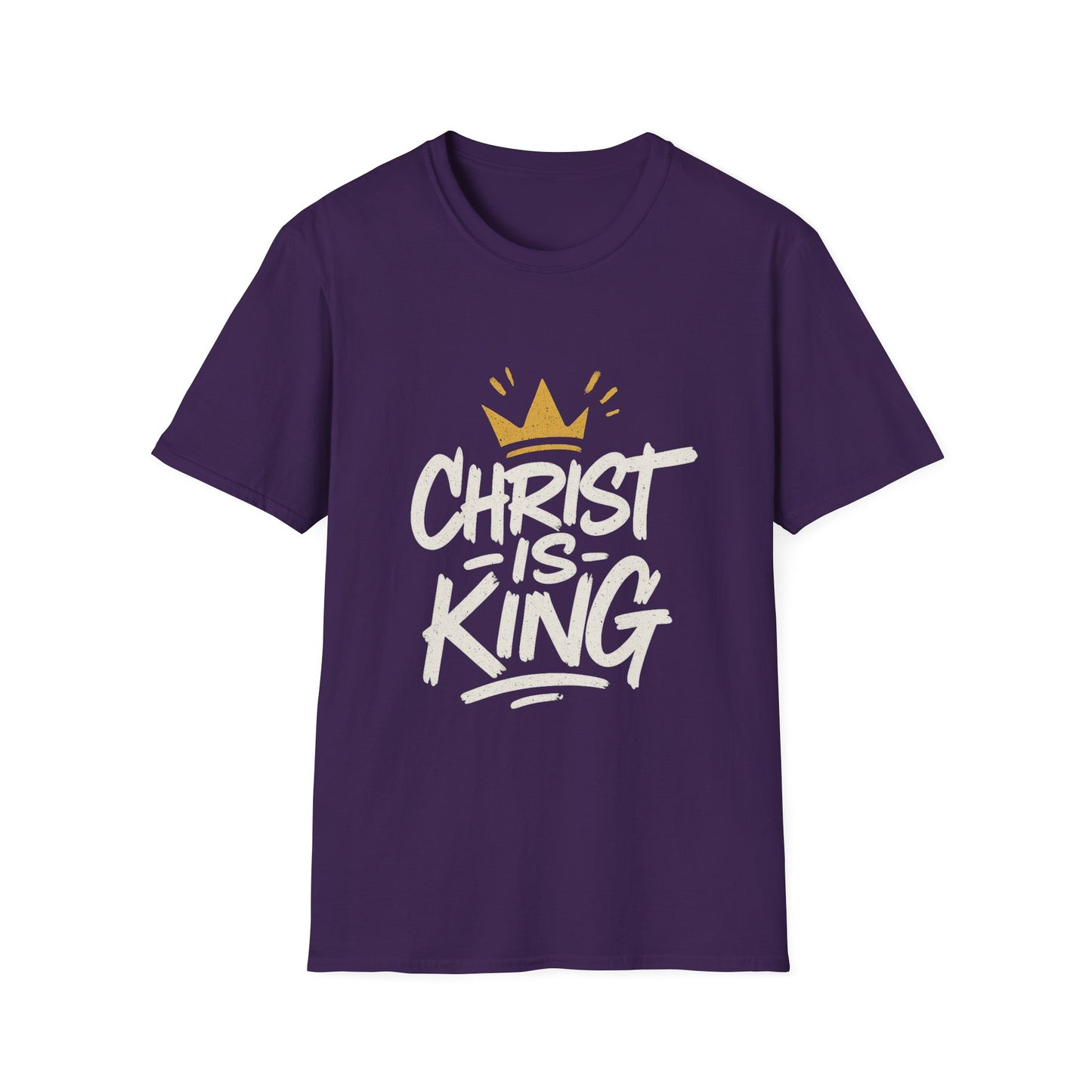 Christ is King Men's Unisex Softstyle T-Shirt (Gold Crown Logo)