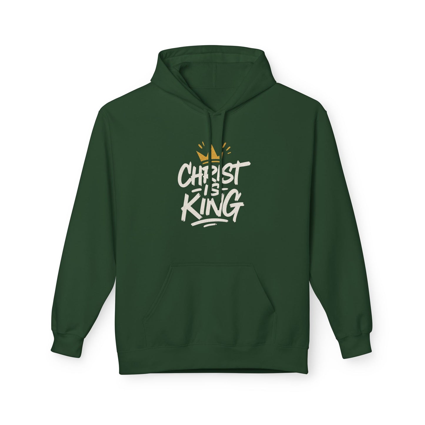 Christ is King Fleece Hoodie Faith-Based Sweatshirt (Gold Crown Logo)