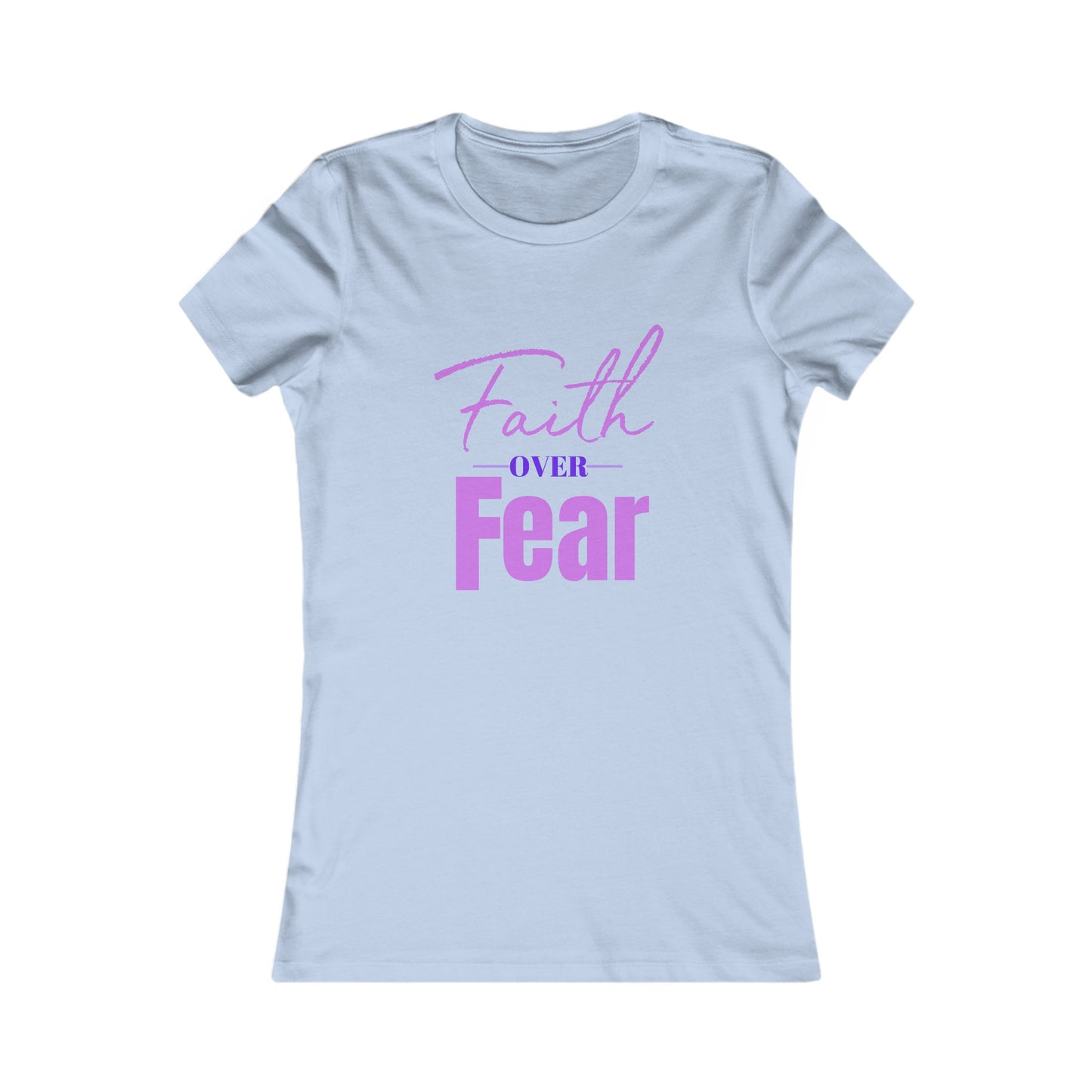Faith Over Fear Women's Fitted Tshirt (Pink and Purple Logo) - Sweet Baby Jeez Teez