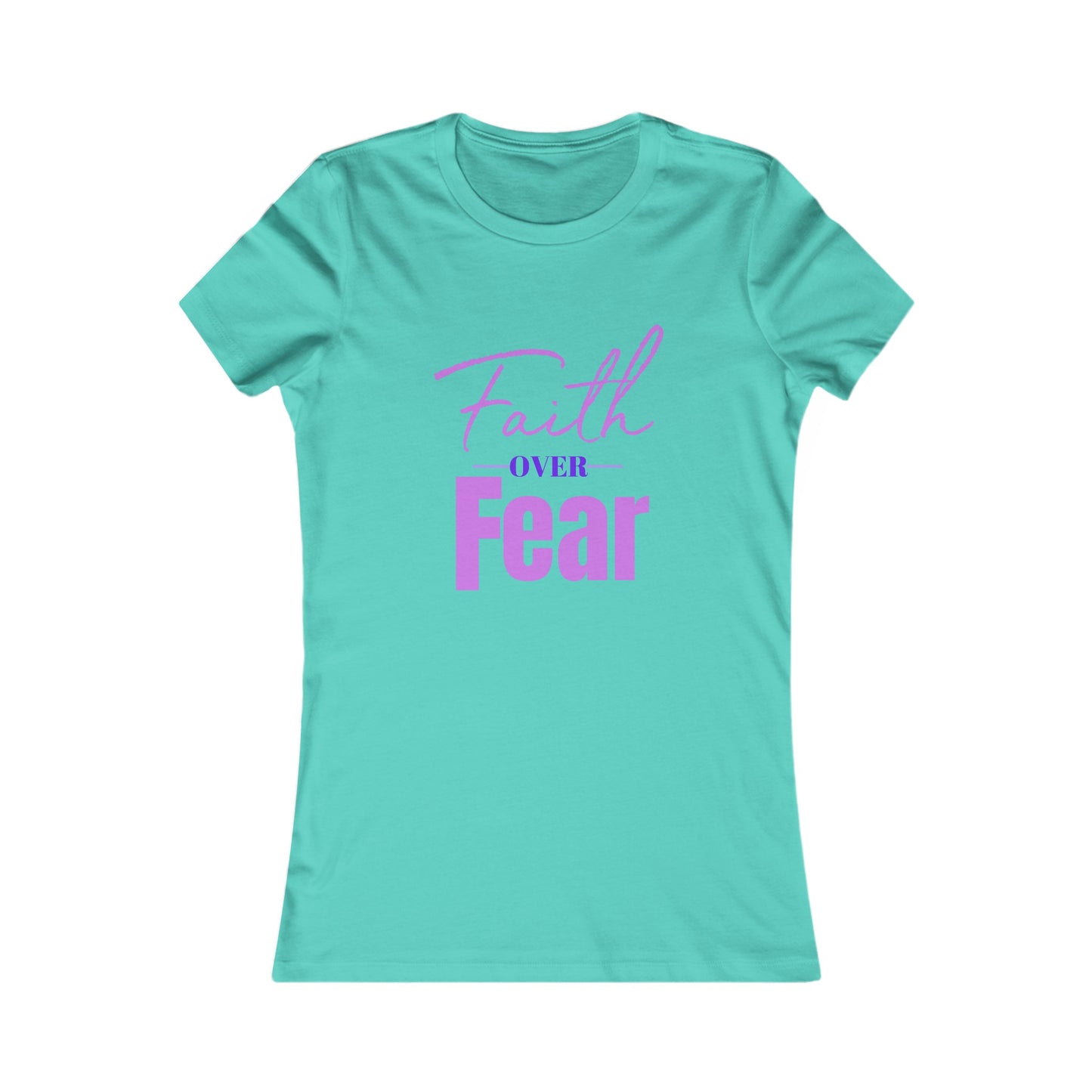 Faith Over Fear Women's Fitted Tshirt (Pink and Purple Logo) - Sweet Baby Jeez Teez