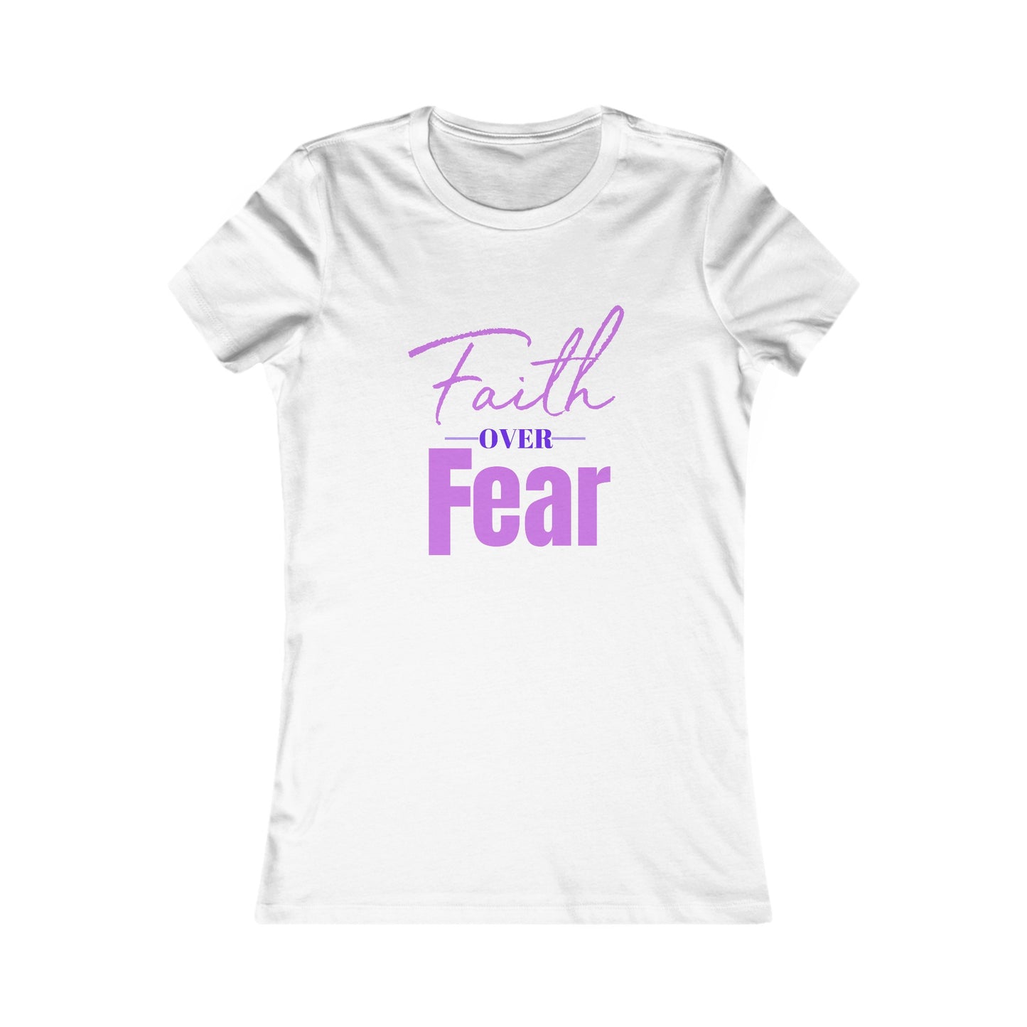Faith Over Fear Women's Fitted Tshirt (Pink and Purple Logo) - Sweet Baby Jeez Teez