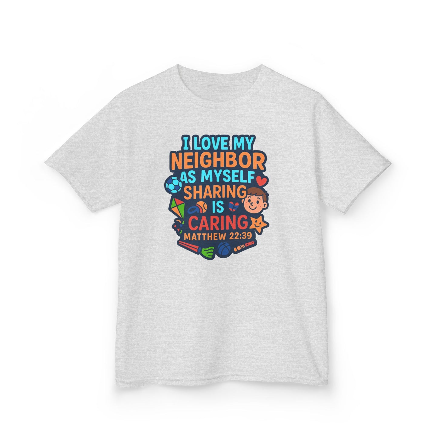"I Love My Neighbor" Sharing is Caring Christian Boy's Bible Verse Tshirt