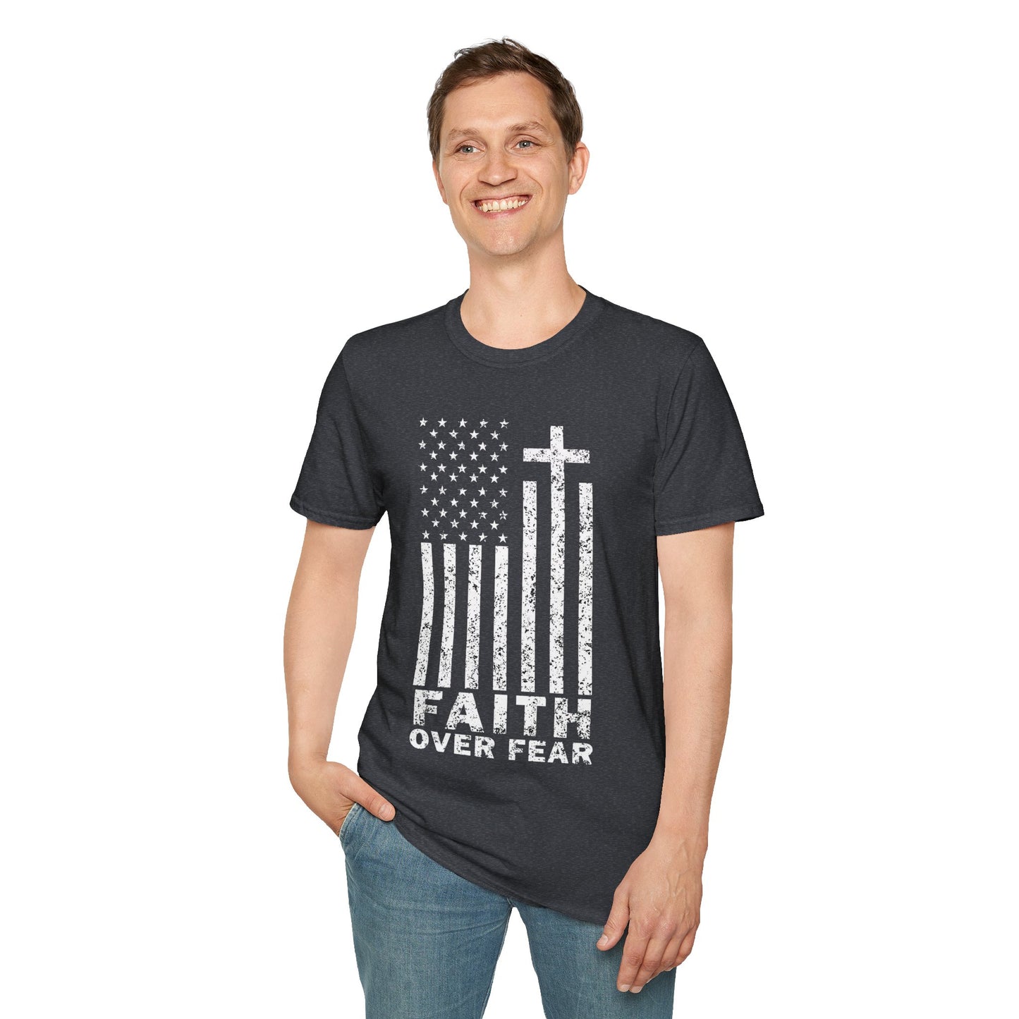 Faith Flag Men's Tshirt (White Logo)