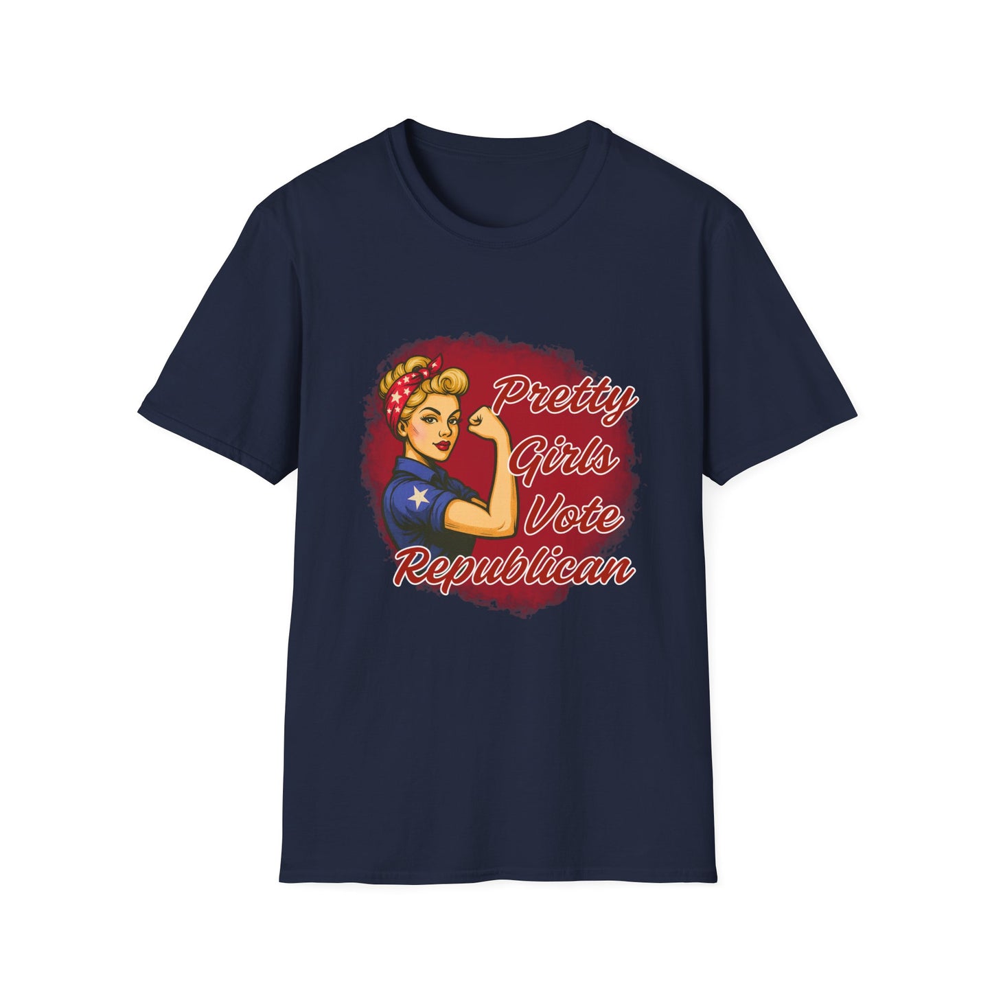 "Pretty Girls Vote Republican" Empowered Women Softstyle T-Shirt Tee (Blonde)