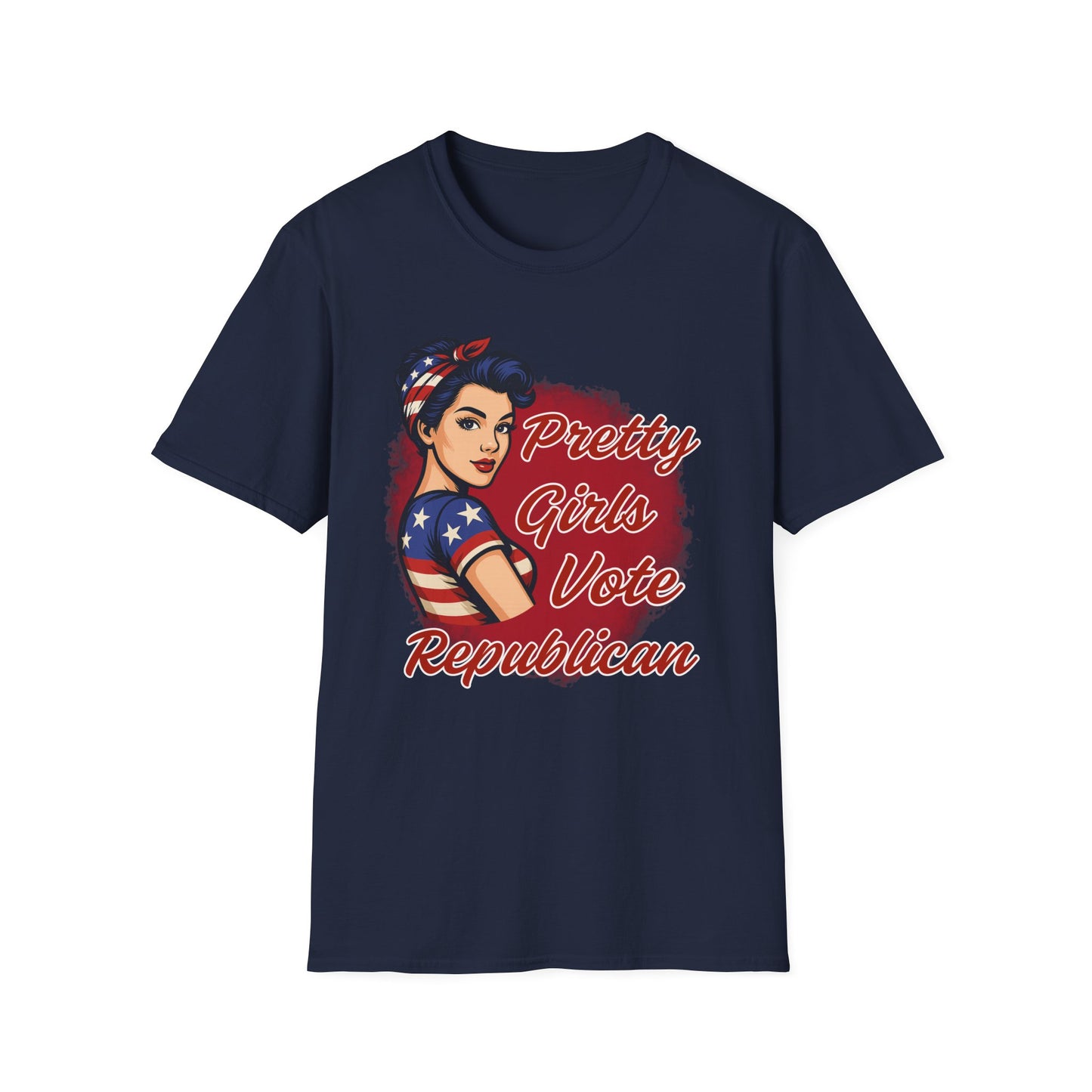 "Pretty Girls Vote Republican" Empowered Women Softstyle T-Shirt Tee (Brunette)