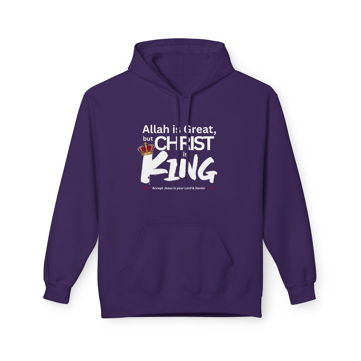 "Christ is King" Cozy Unisex Fleece Hoodie (Great Logo - White) - Sweet Baby Jeez Teez