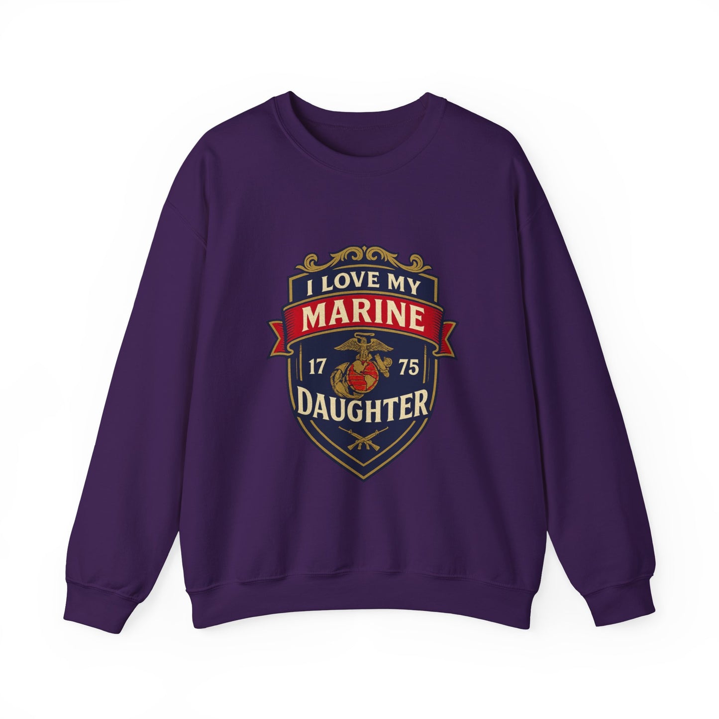 "I Love My Marine Daughter" Patriotic Crewneck Sweatshirt for Marine Military Parents