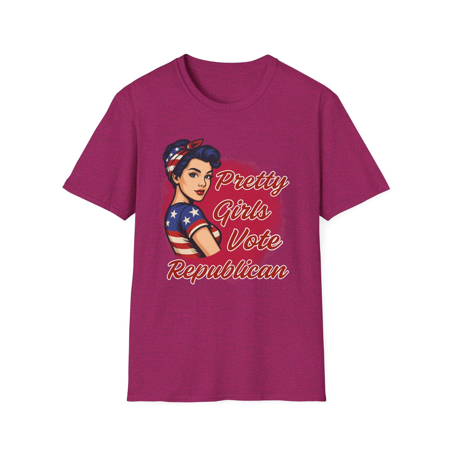 "Pretty Girls Vote Republican" Empowered Women Softstyle T-Shirt Tee (Brunette)