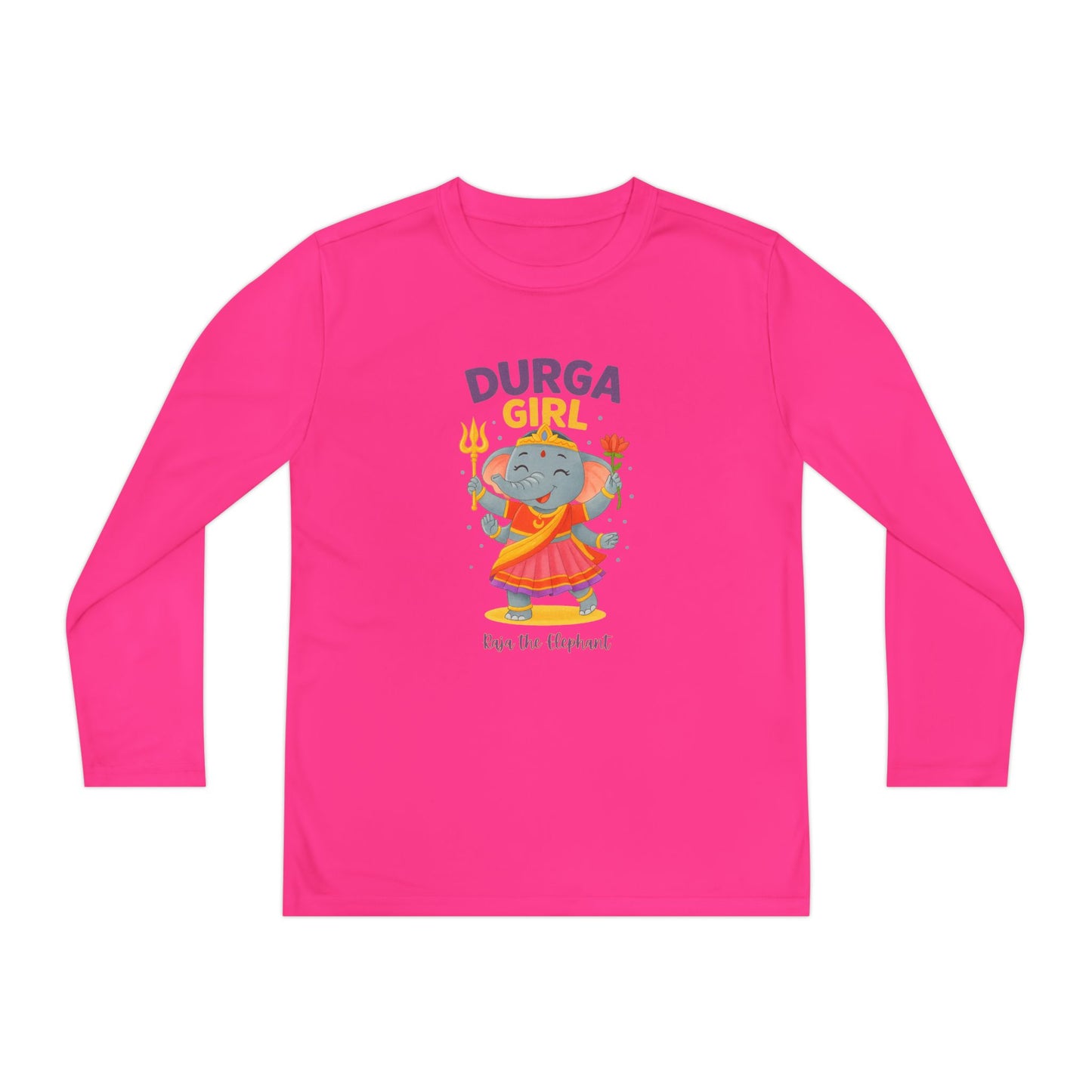 "Durga Girl" Raja the Elephant Girls Long Sleeve Tshirt (Hindu Celebration)