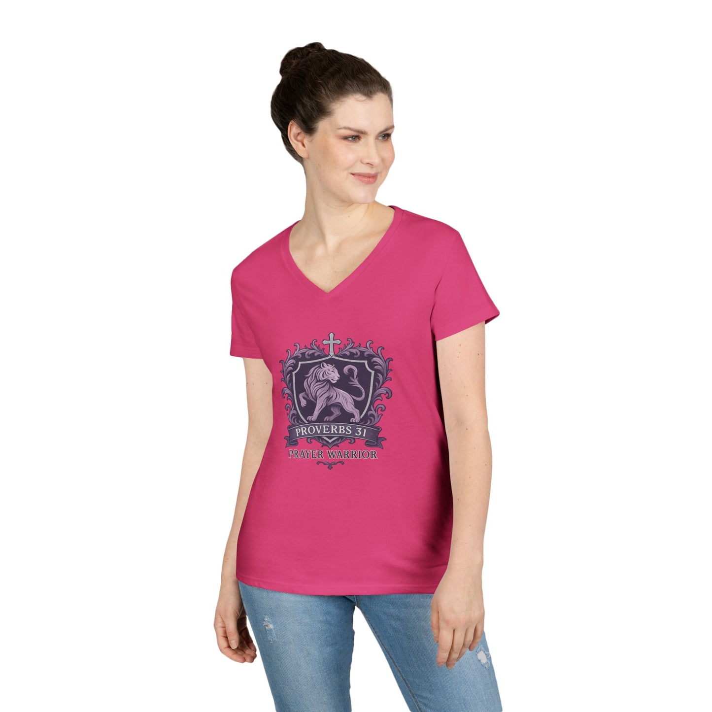 Proverbs 31 Prayer Warrior Christian Women's V-Neck T-Shirt