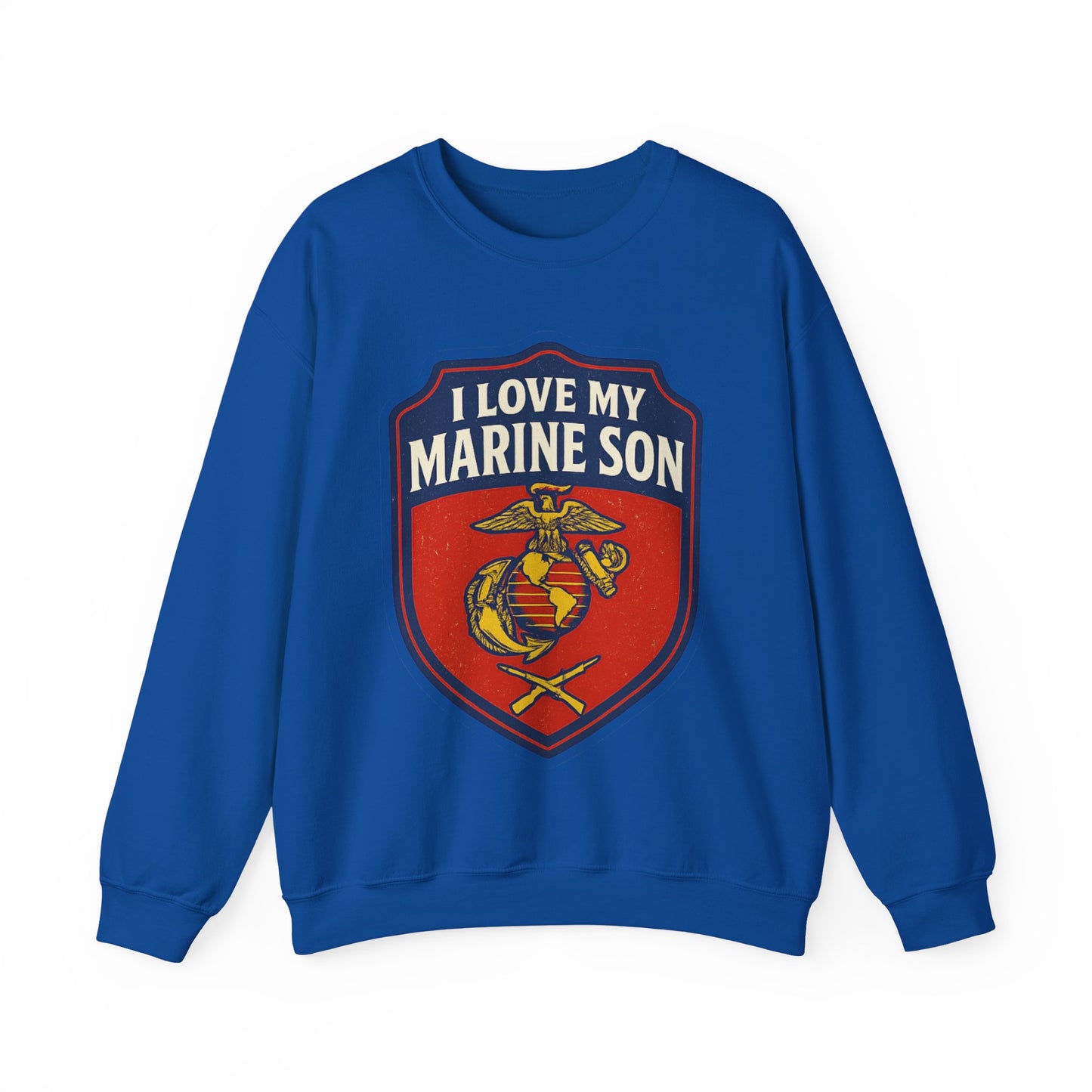 "I Love My Marine Son" Patriotic Crewneck Sweatshirt for Marine Military Parents