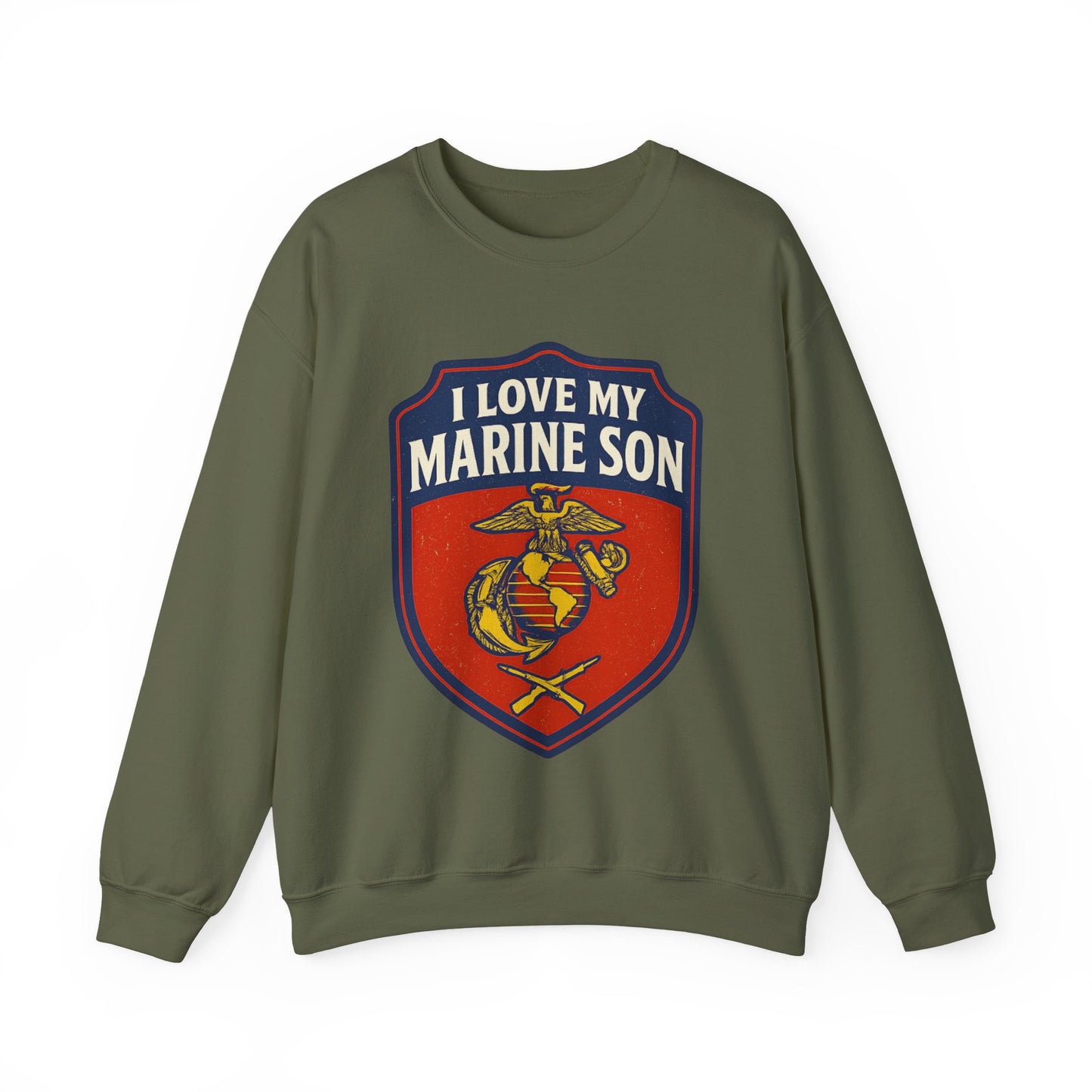 "I Love My Marine Son" Patriotic Crewneck Sweatshirt for Marine Military Parents