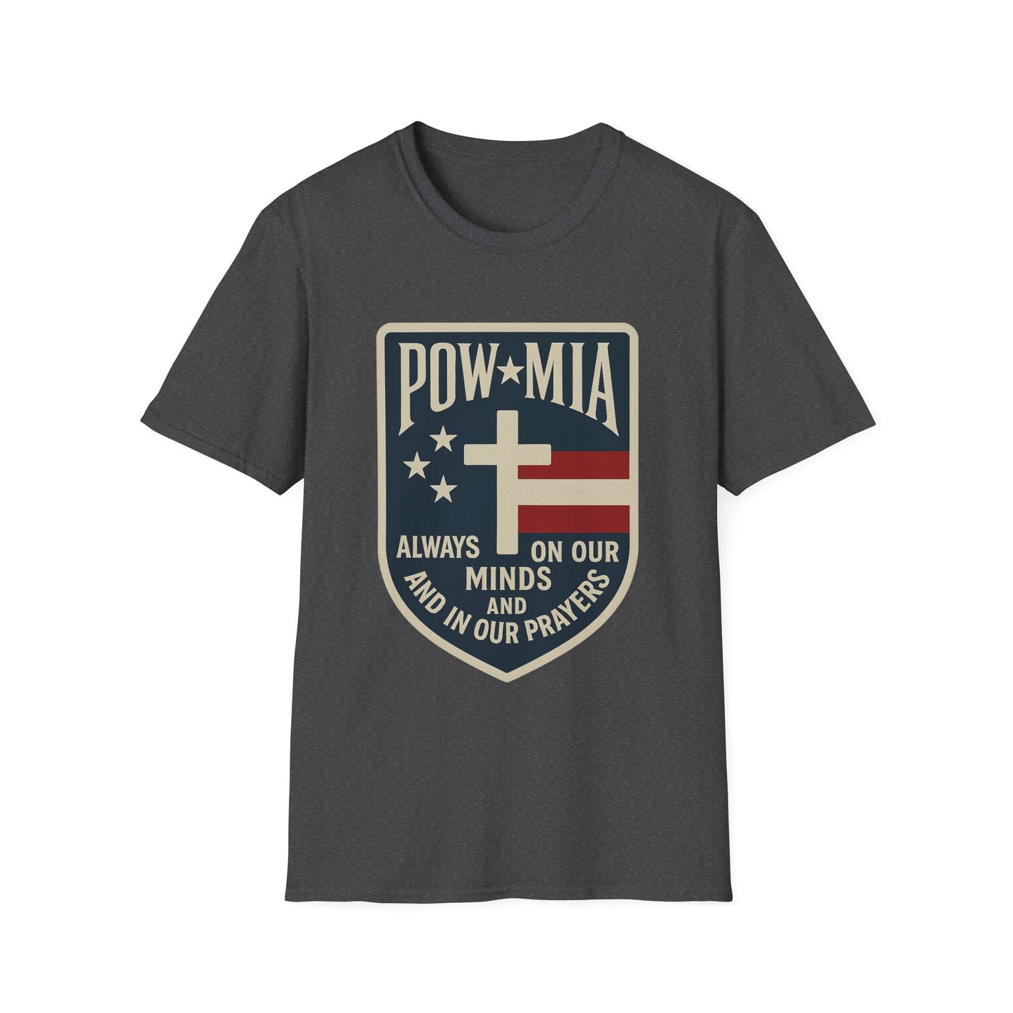 "POW MIA Thoughts & Prayers" Tribute Military Support Softstyle T-Shirt