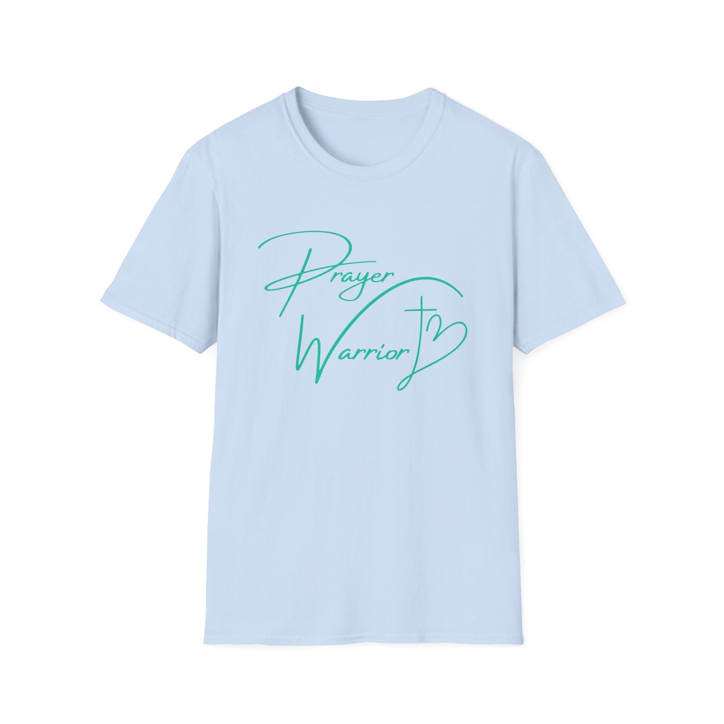 Prayer Warrior Cross Heart Women's Relaxed/Plus Tshirt (Teal Logo) - Sweet Baby Jeez Teez