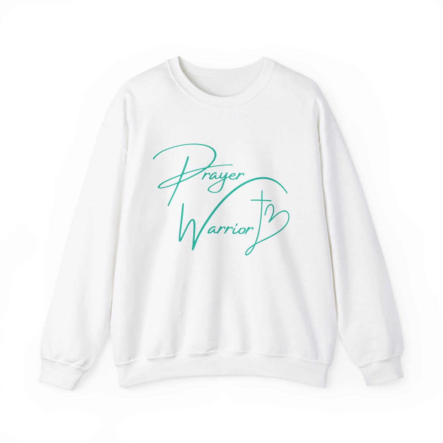 Prayer Warrior Cross Heart Women's Sweatshirt (Teal Logo) - Sweet Baby Jeez Teez