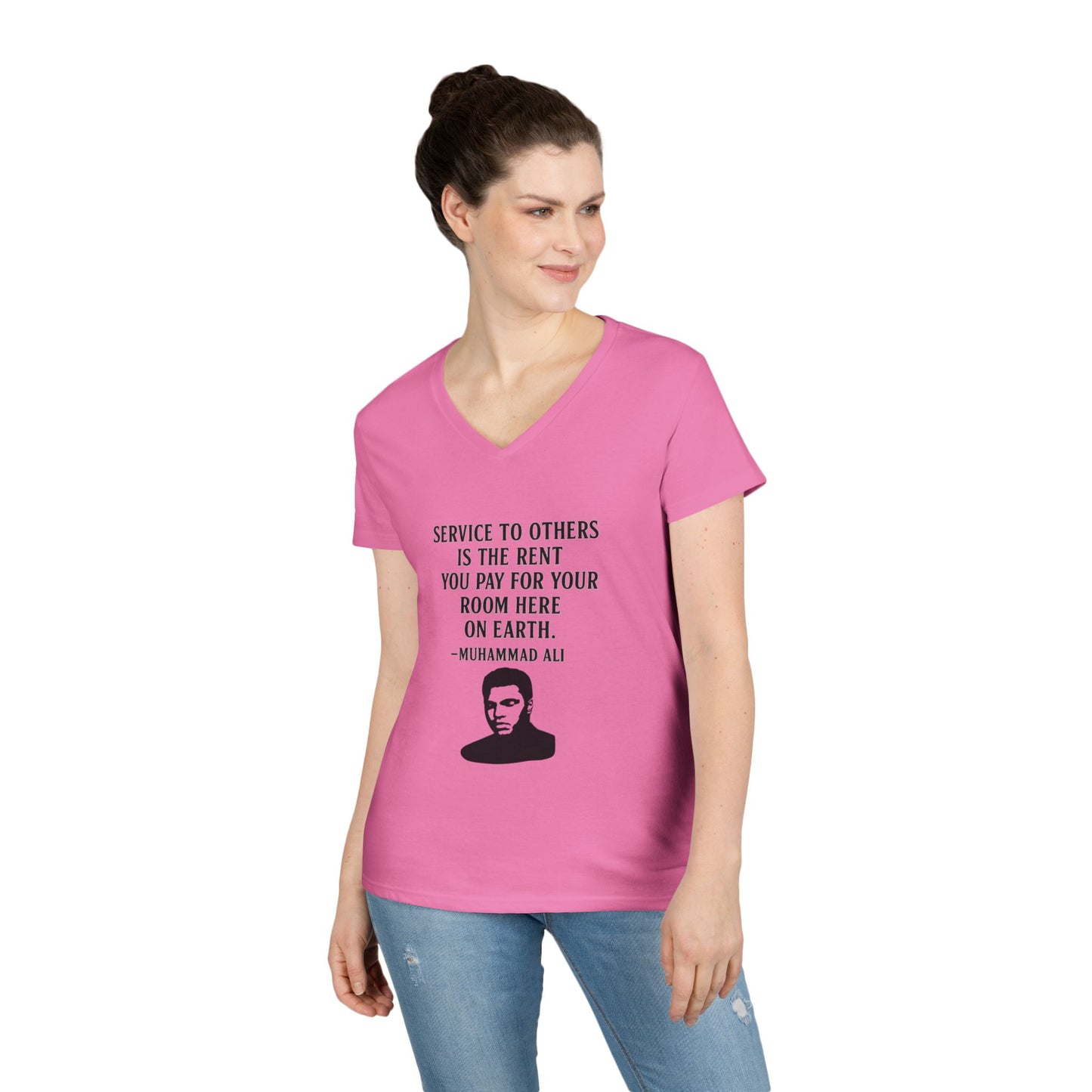 "Service to Others" Muhammad Ali Women's V-Neck T-Shirt (IM Logo)