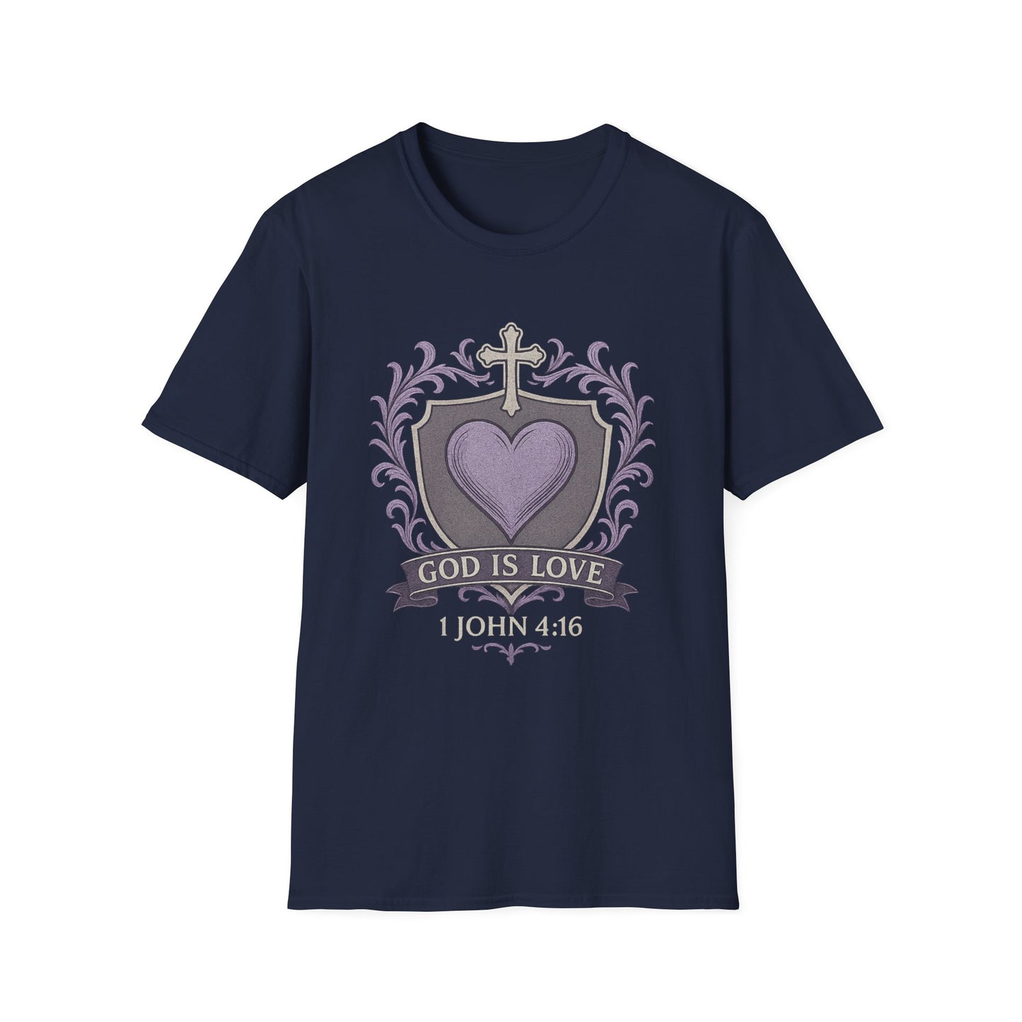 God Is Love Women's Bible Verse Inspirational Christian Tshirt (Faded Logo)