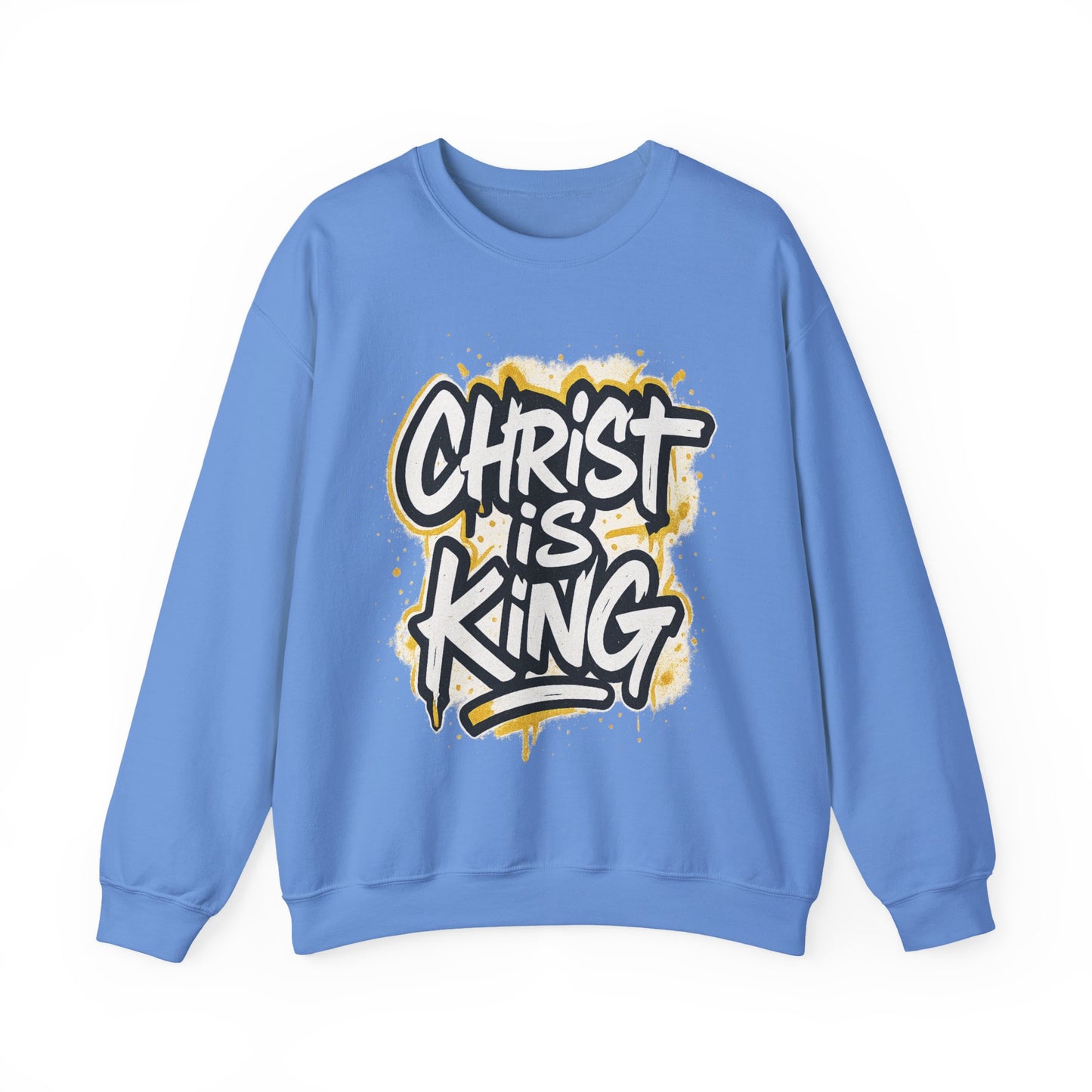 Christ is King Men's Crewneck Sweatshirt (White/Gold Logo)