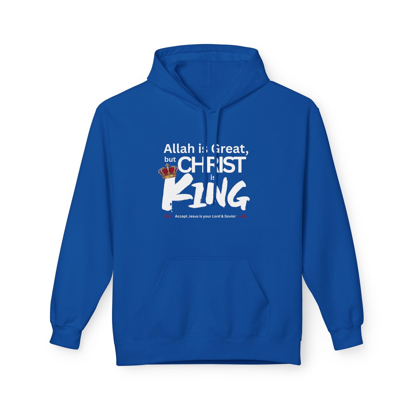 "Christ is King" Cozy Unisex Fleece Hoodie (Great Logo - White) - Sweet Baby Jeez Teez