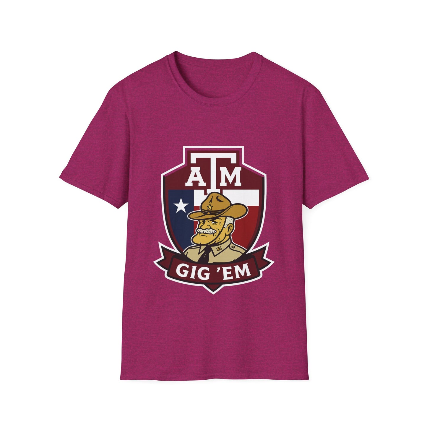 Gig 'Em Aggies Old Sarge Crest Soft Relaxed Tshirt (Texas Flag Logo 1)