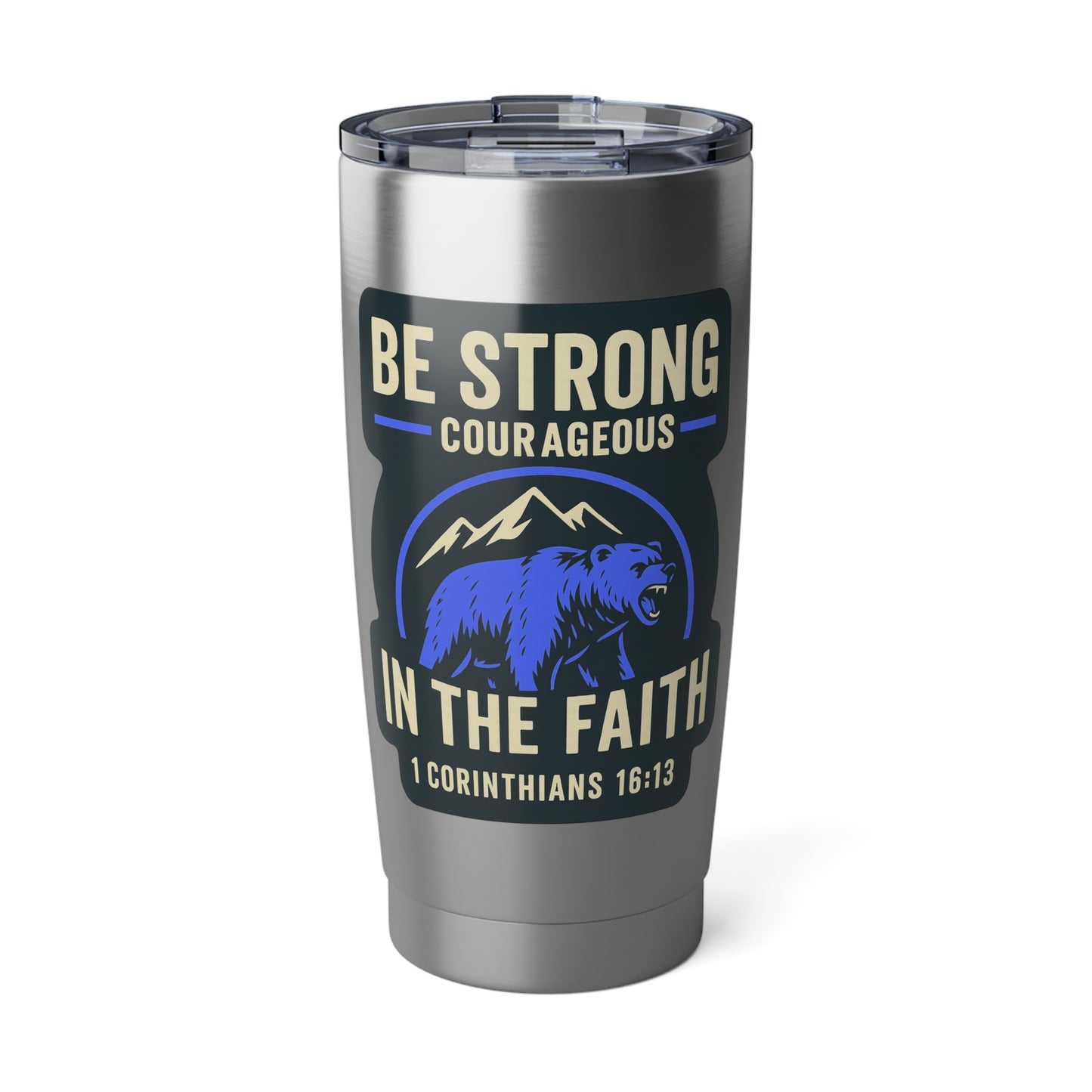 "Be Strong" Bible Verse Christian 20oz Stainless Steel Faith-Based Mug