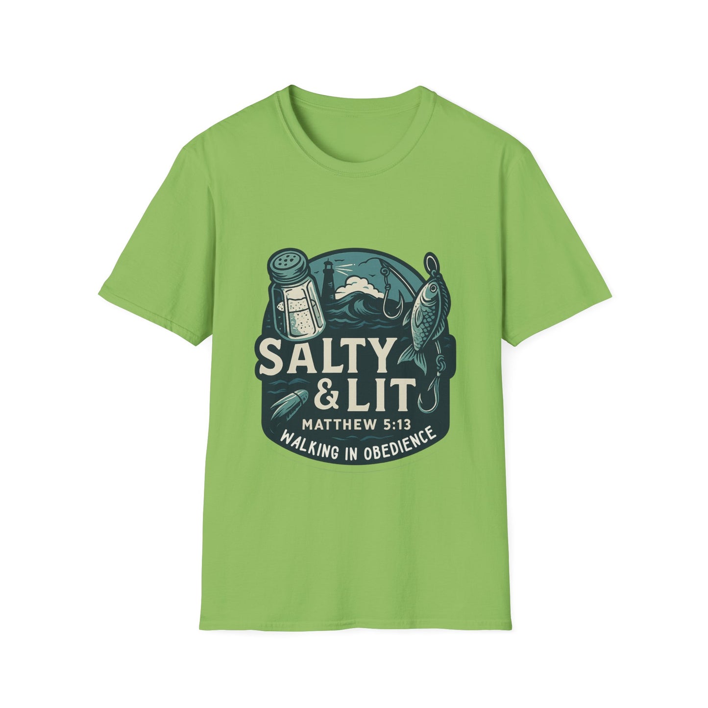 'Salty & Lit" Matthew 5:13 Bible Verse Christian Softstyle Tshirt