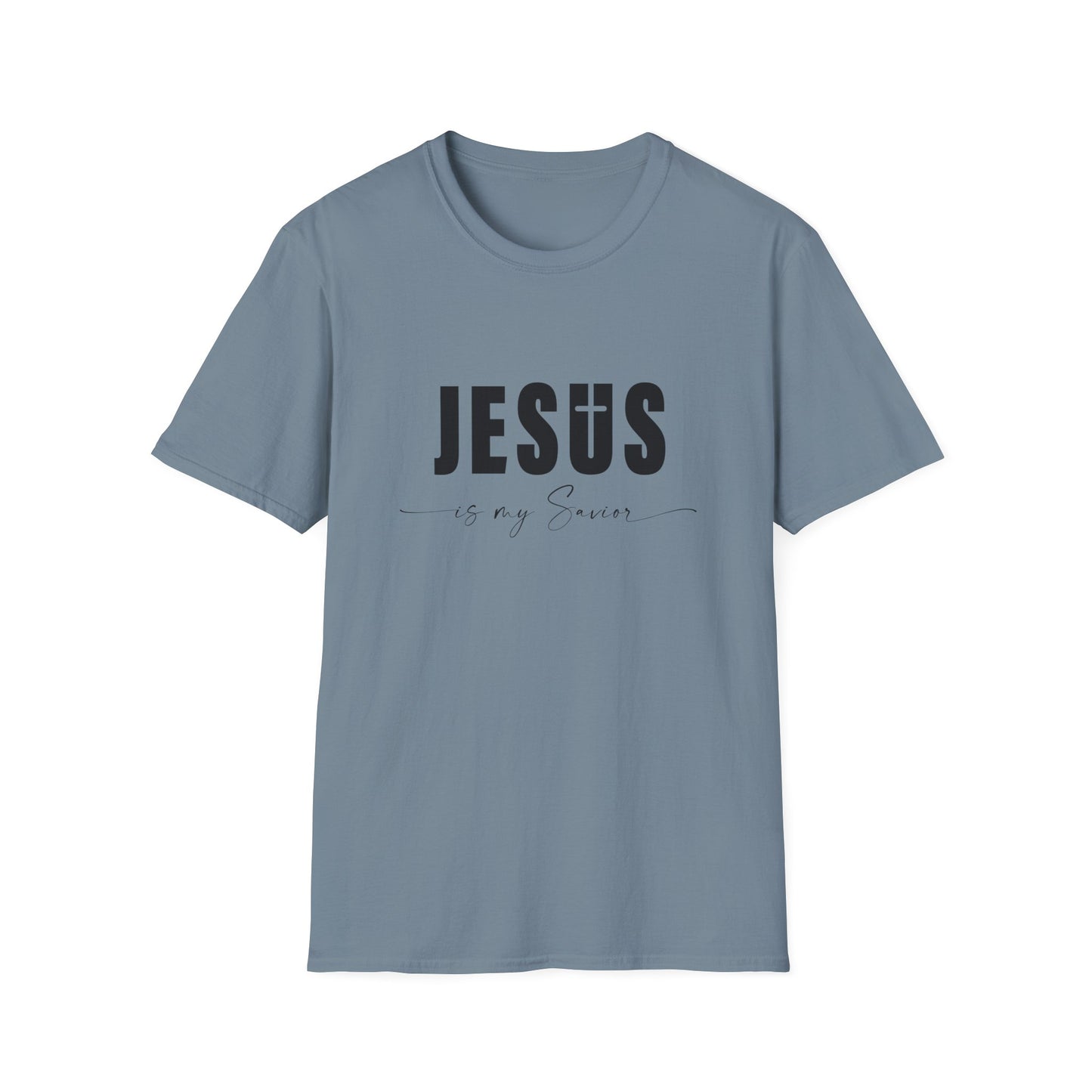 "Jesus is My Savior" Christian Faith Soft T-Shirt (Black Logo)